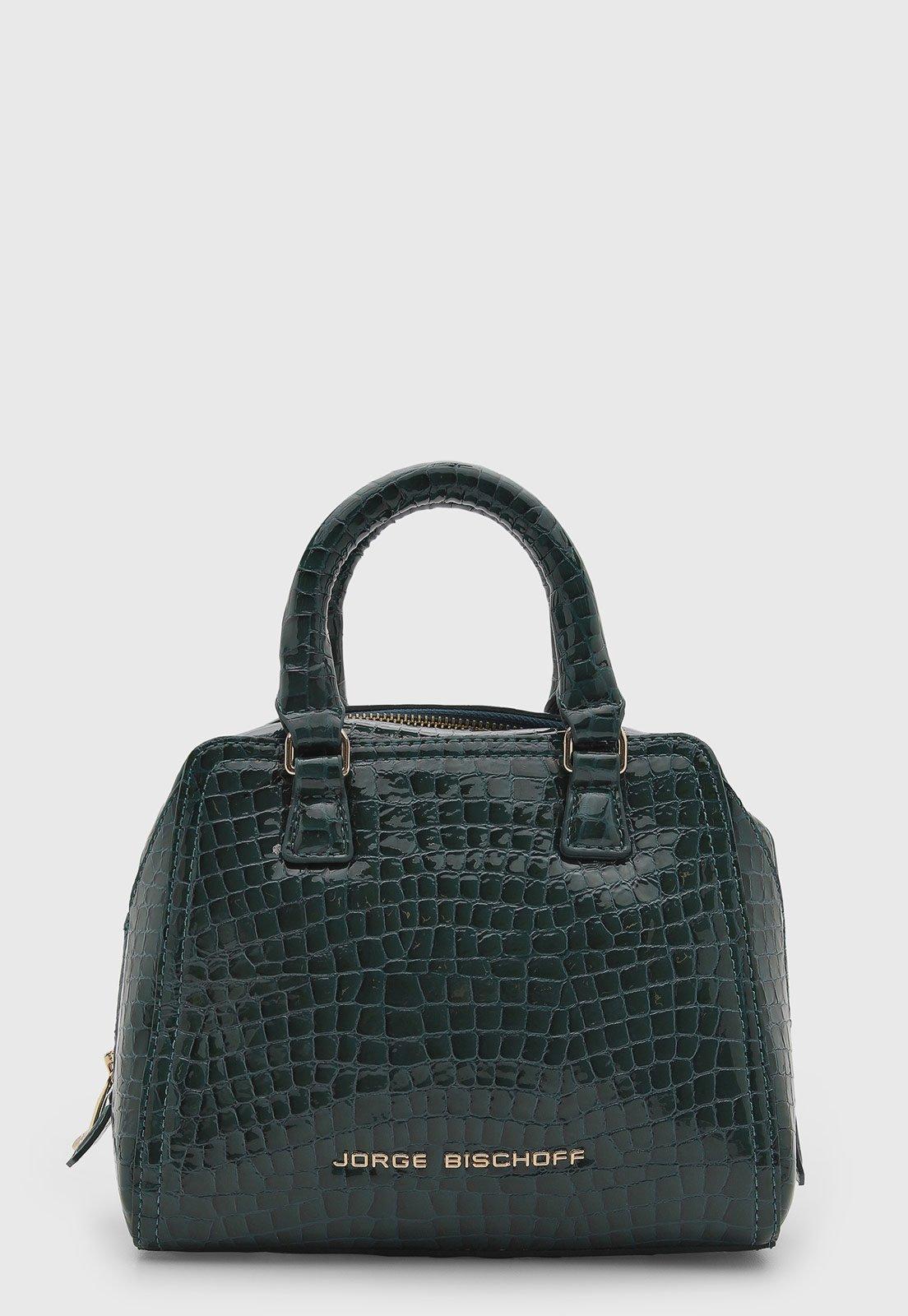 Bolsa Feminina Jorge Bischoff Couro Croco Verde Escuro