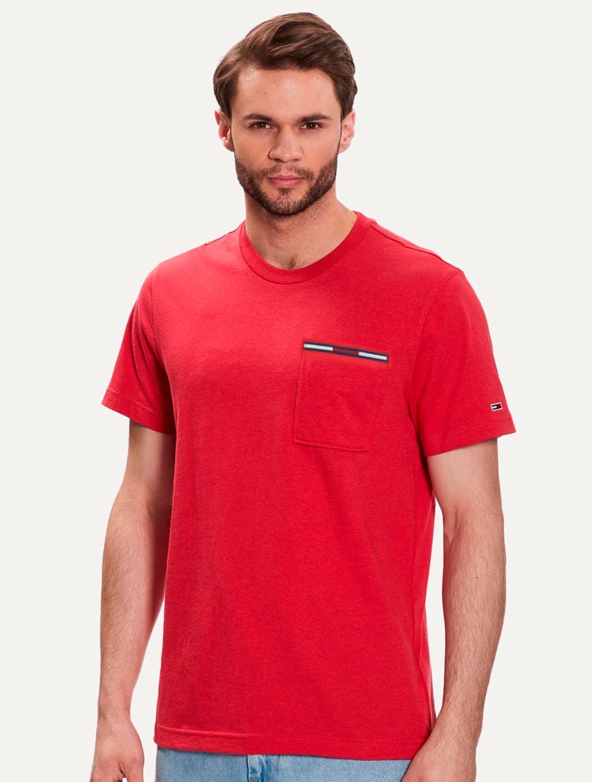 Camiseta Tommy Jeans Masculina Essential Flag Pocket Vermelha