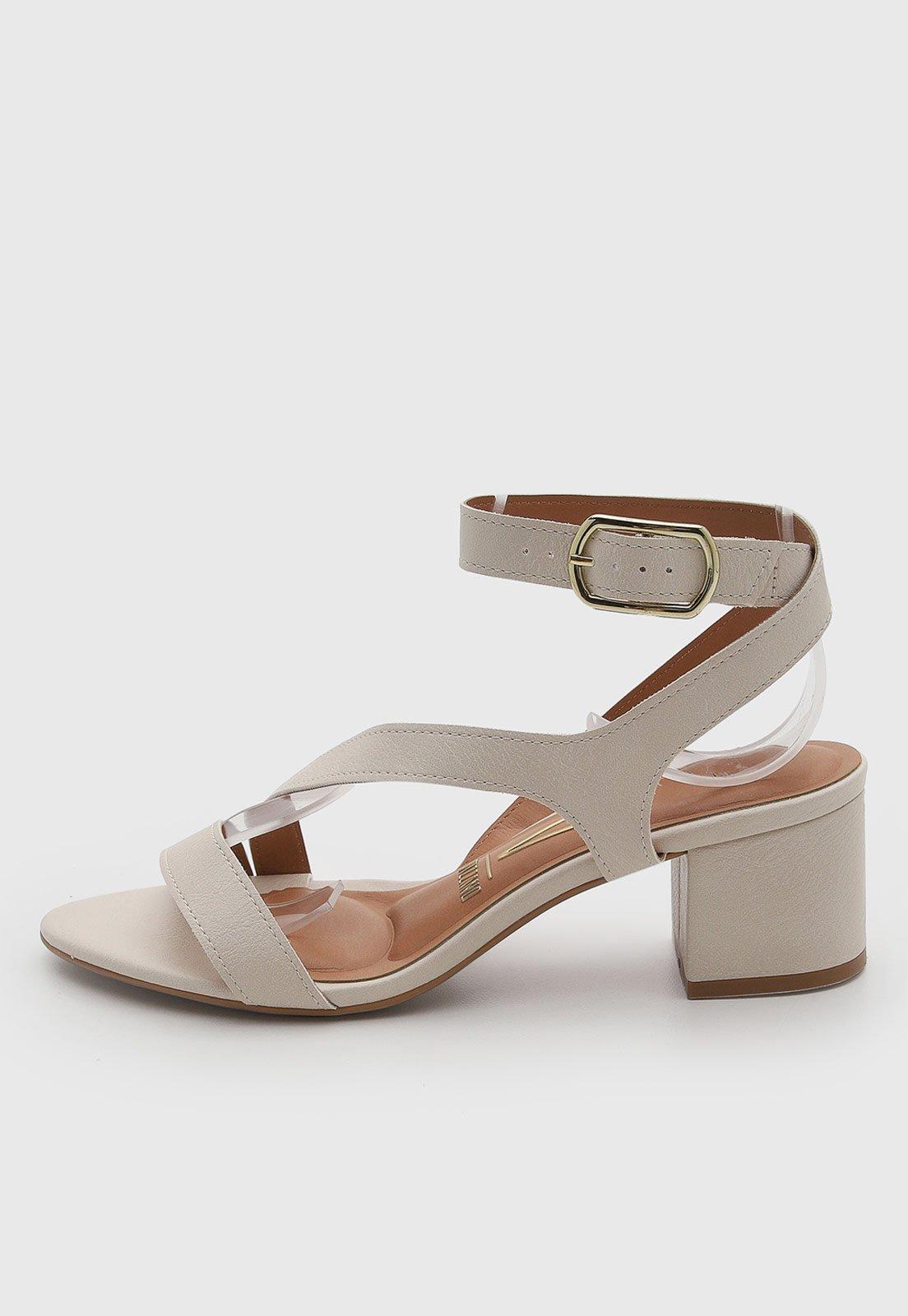 Sandália Feminina Vizzano Salto Bloco Off-White