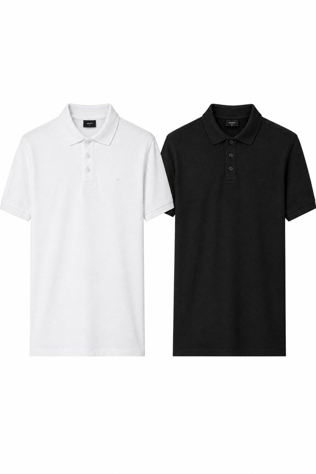 Kit Aramis 2 Polos Piquet Básico Preto e Branco