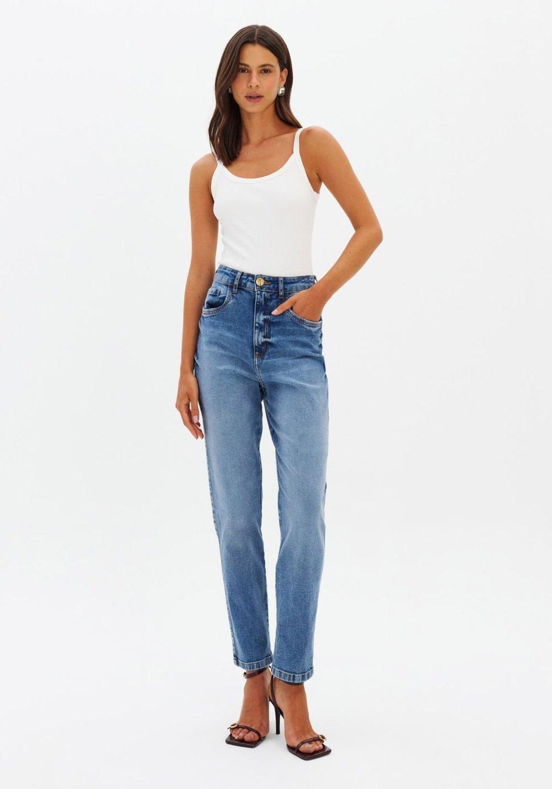 Calça Jeans Mom Cintura Alta Lança Perfume
