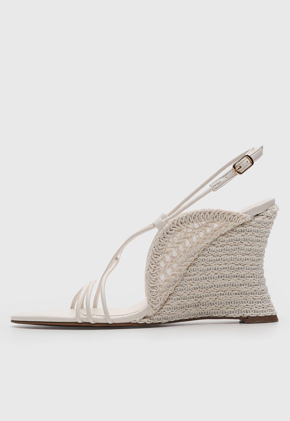 Sandália Feminina Arezzo Salto Alto Fivela Off White