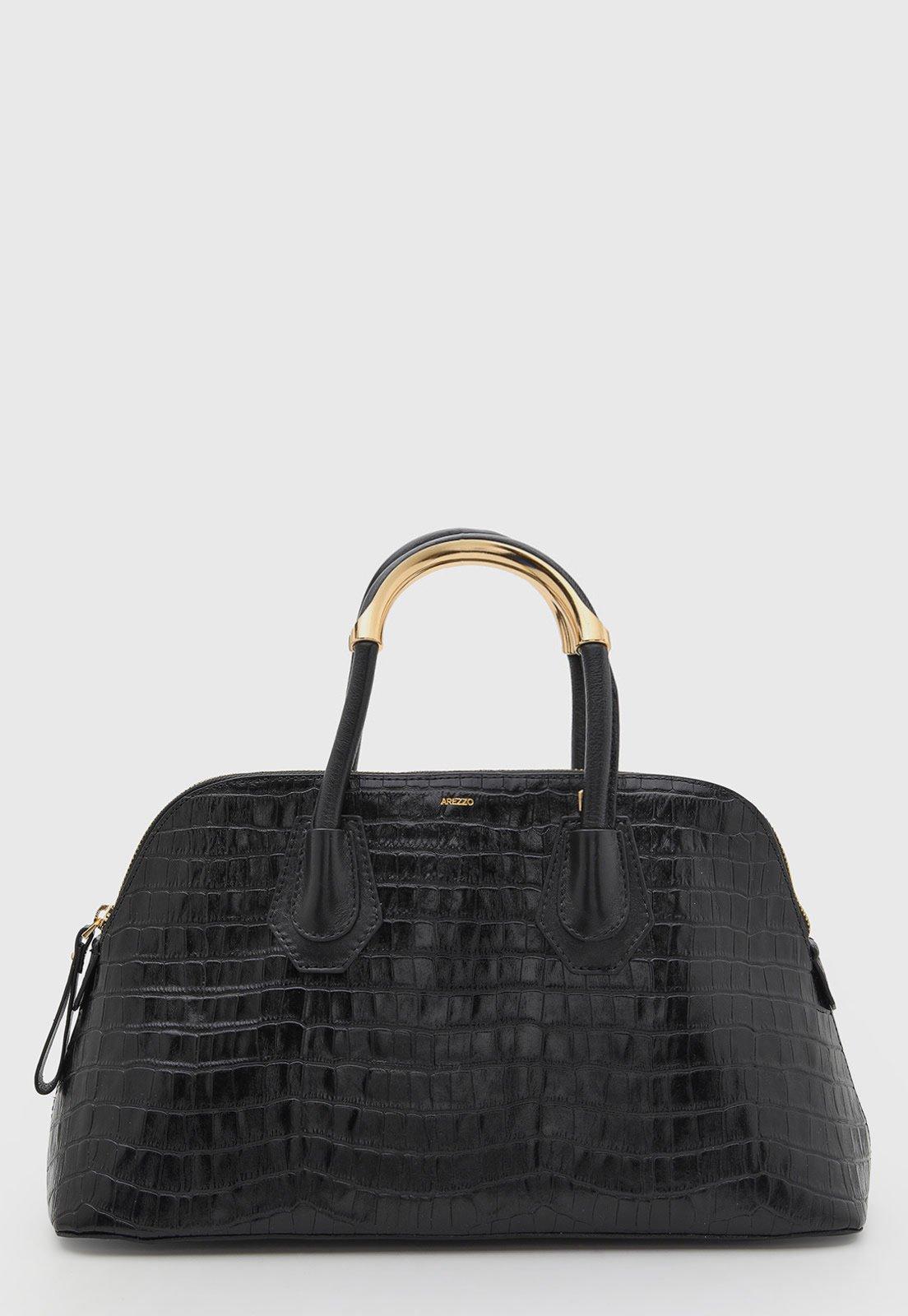 Bolsa Feminina Arezzo Estruturada Croco Preta