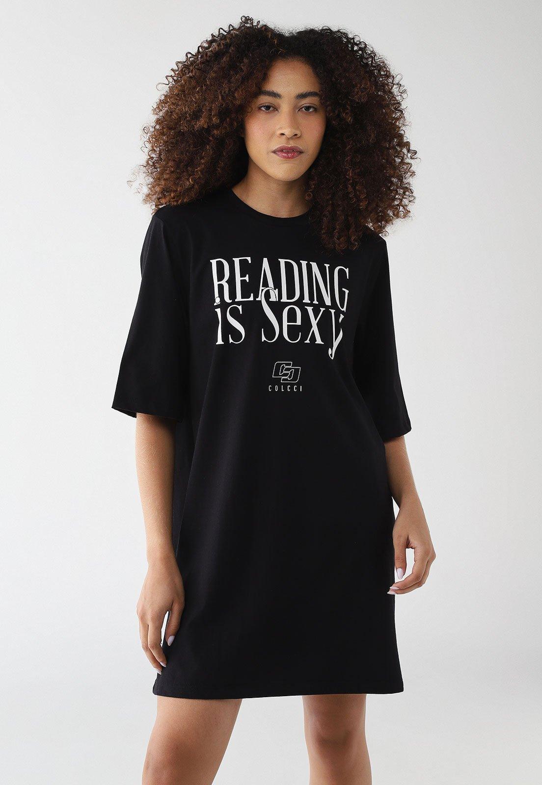 Vestido Feminino Colcci Estampado Reading is Sexy Preto