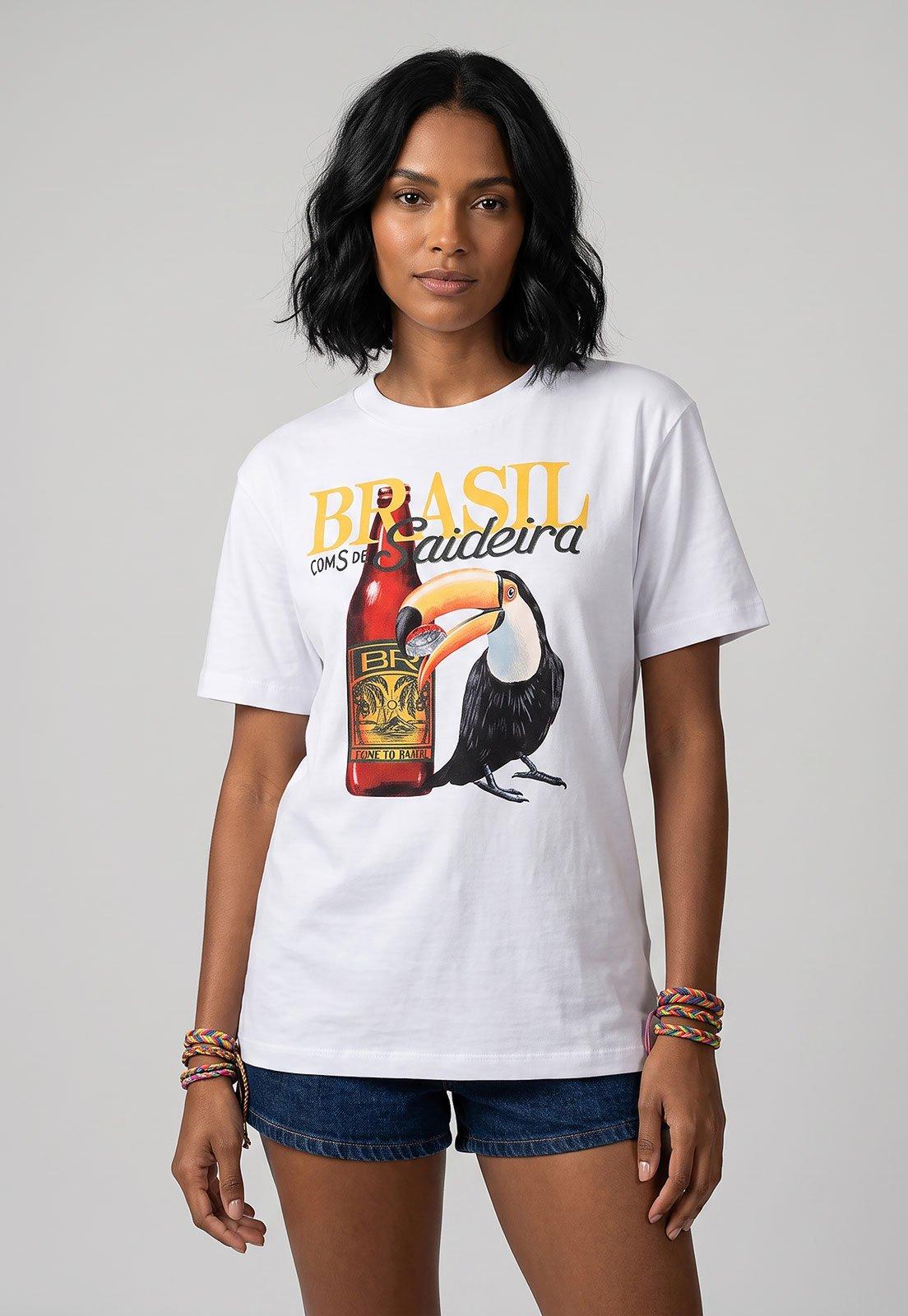 Camiseta Feminina FARM Estampa Tucano Branca
