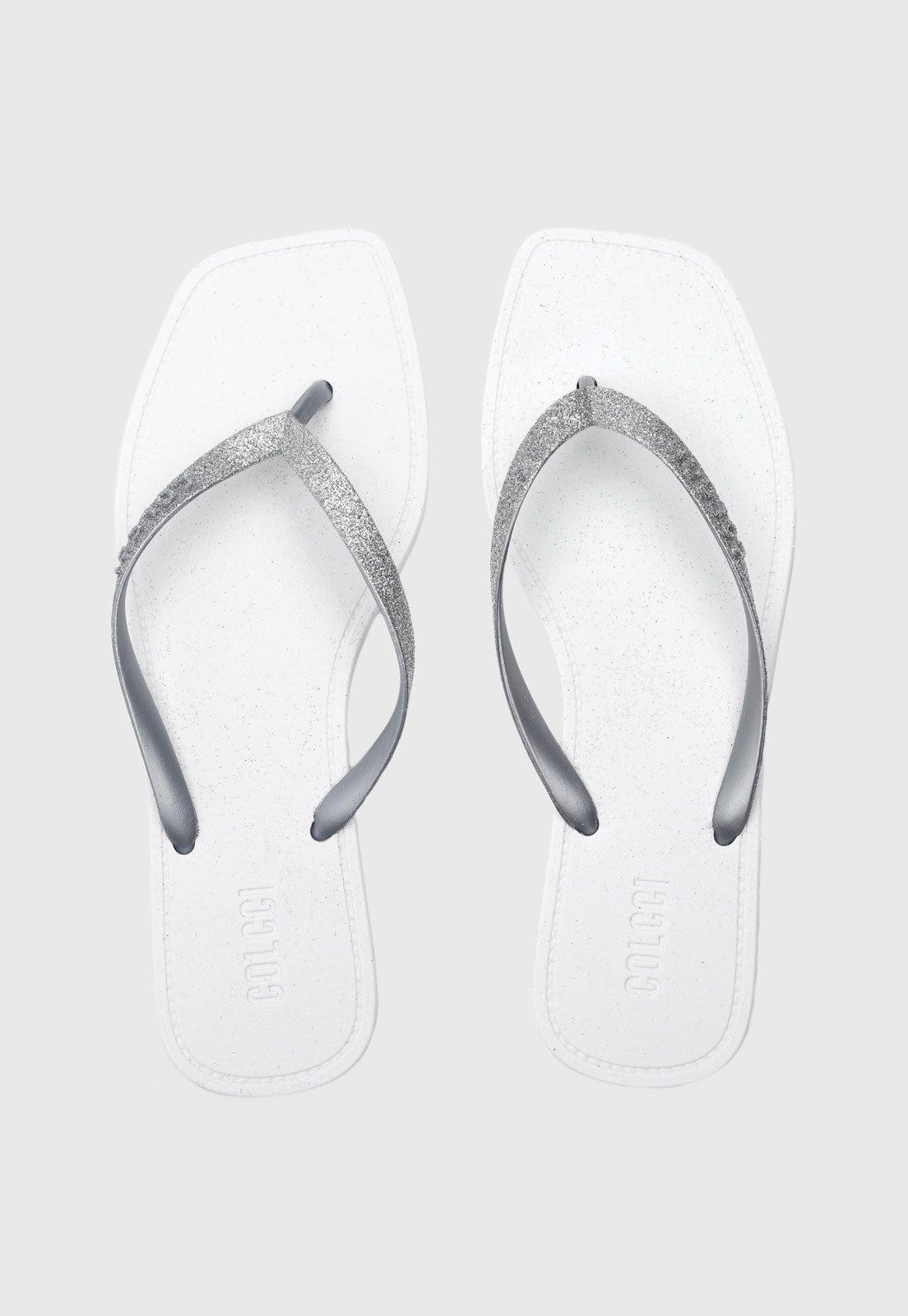 Chinelo Dedo Feminino Colcci Tiras Glitter Branco