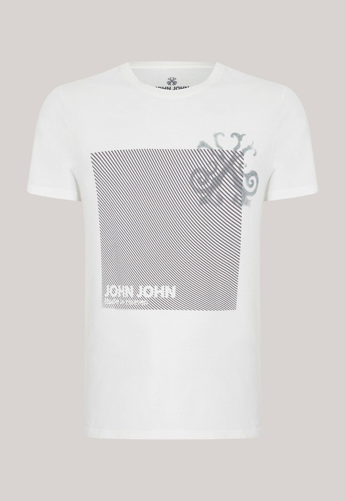 Camiseta Masculina John John Estampa Logo Branca