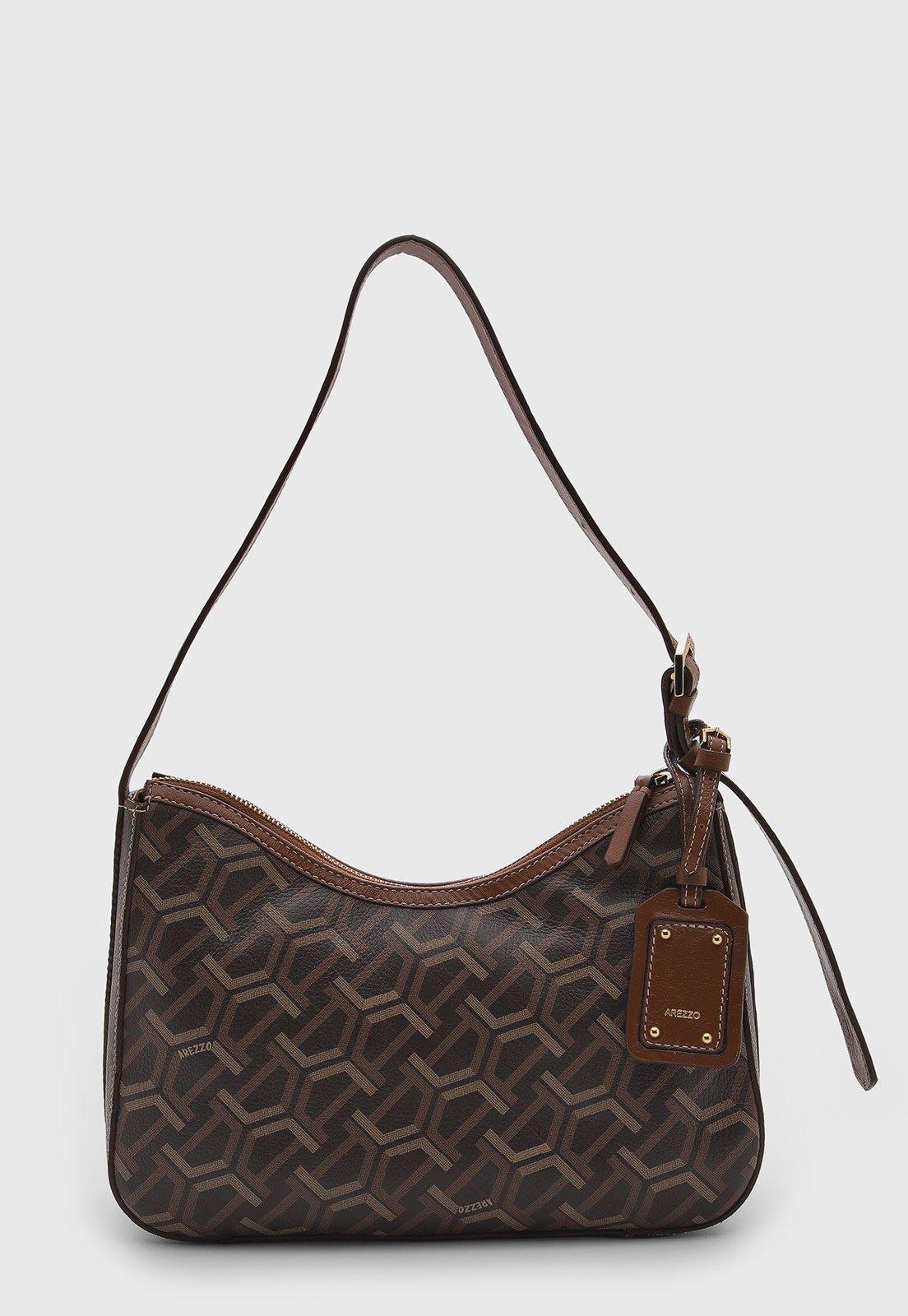 Bolsa Feminina Arezzo Hobo Couro Monograma Marrom