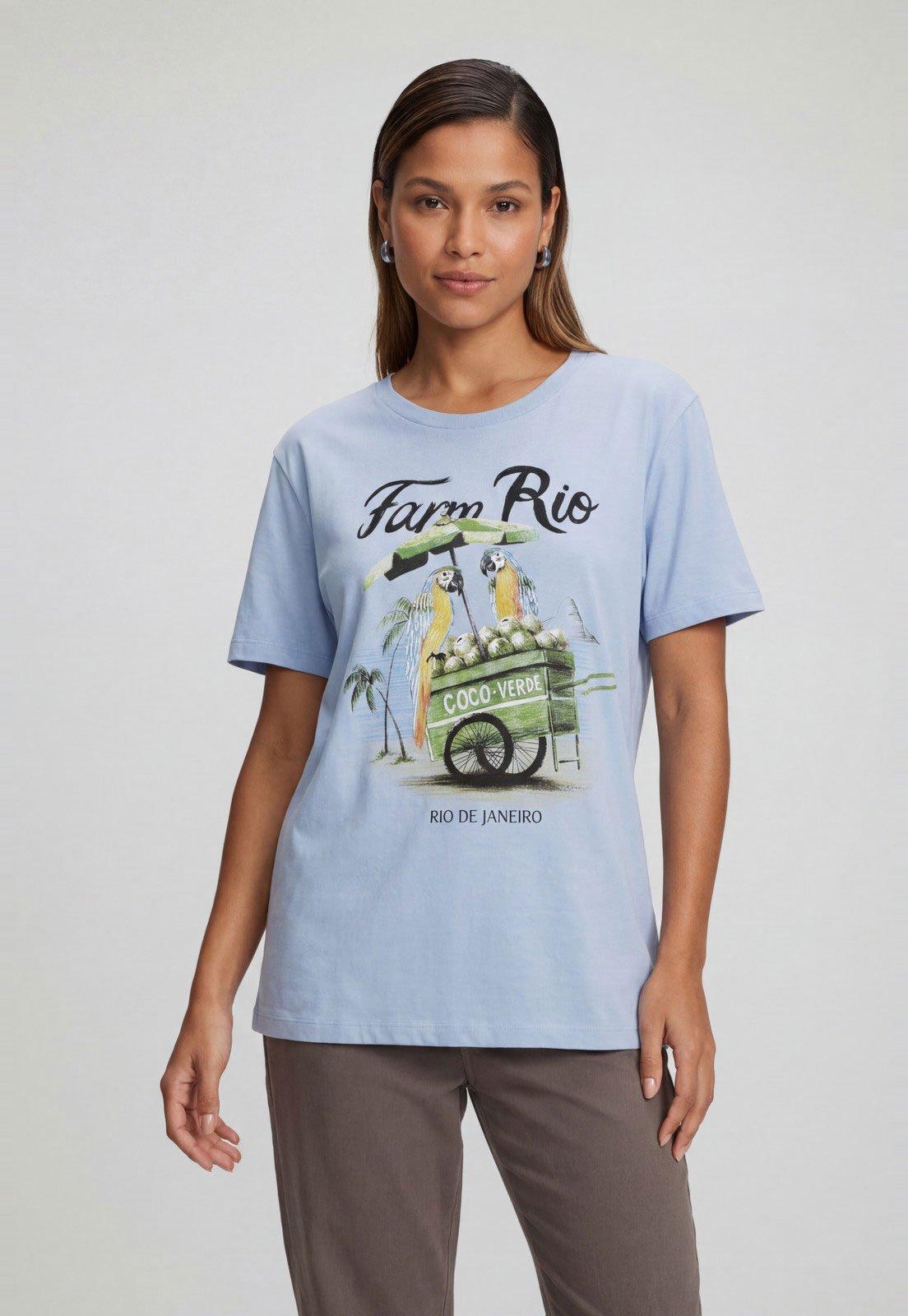 Camiseta Feminina FARM Estampada Azul