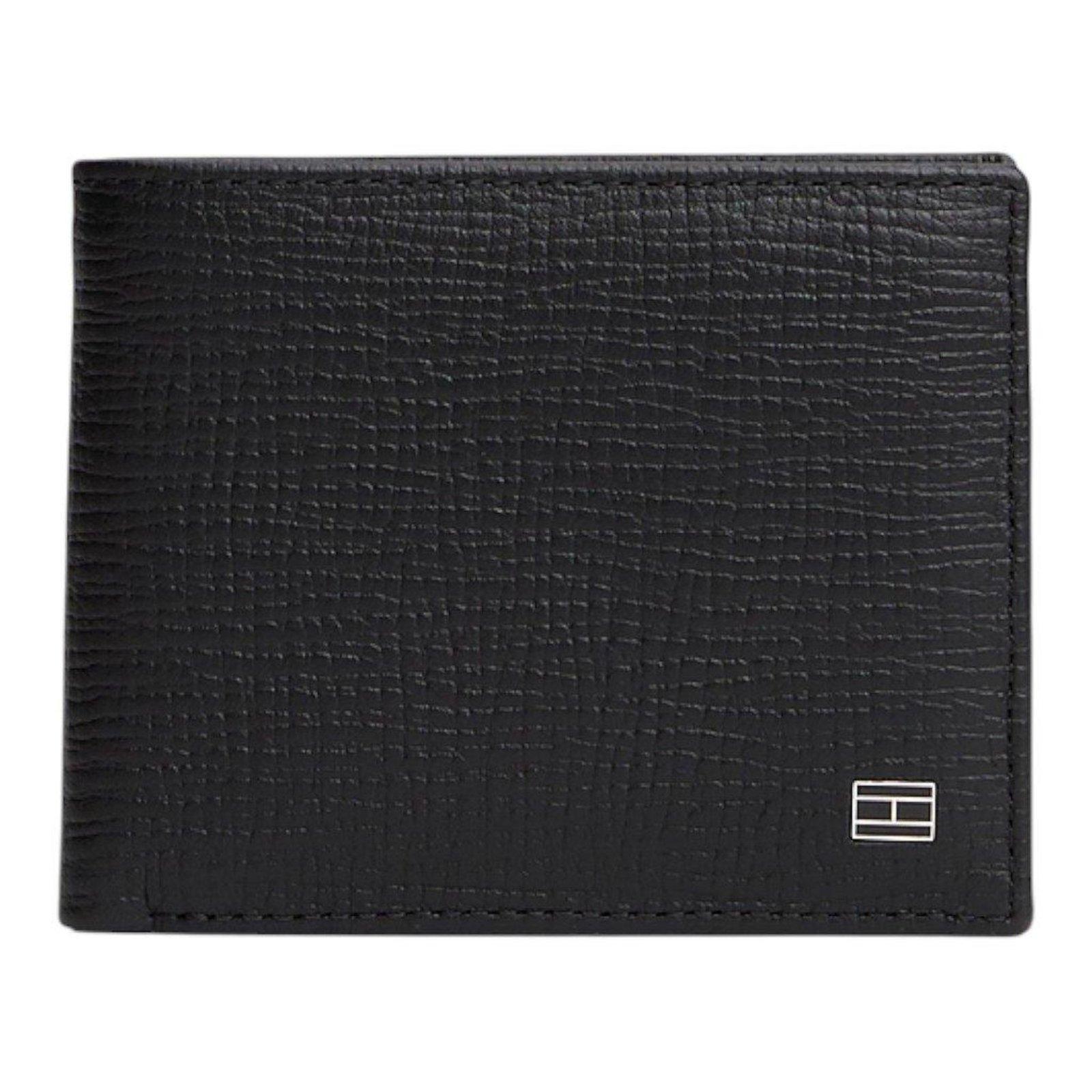 Carteira Tommy Hilfiger Flag Mini Cc Couro Preto