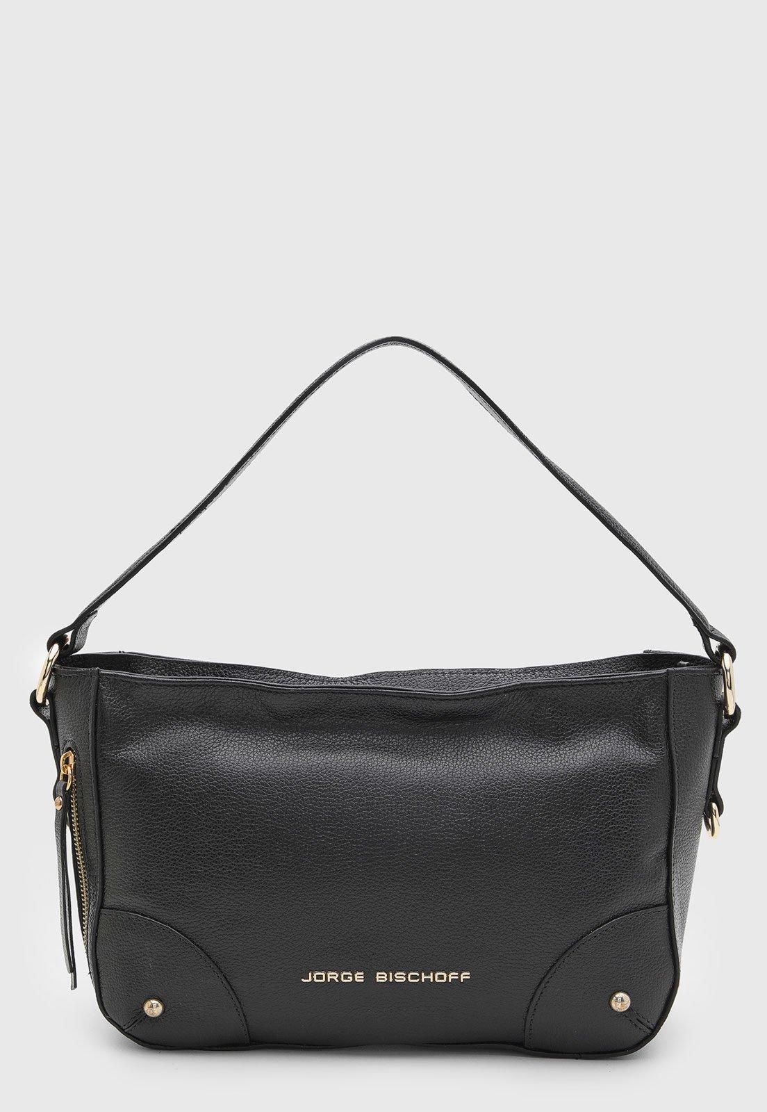 Bolsa Feminina Jorge Bischoff Grande Detalhe Metal Preto