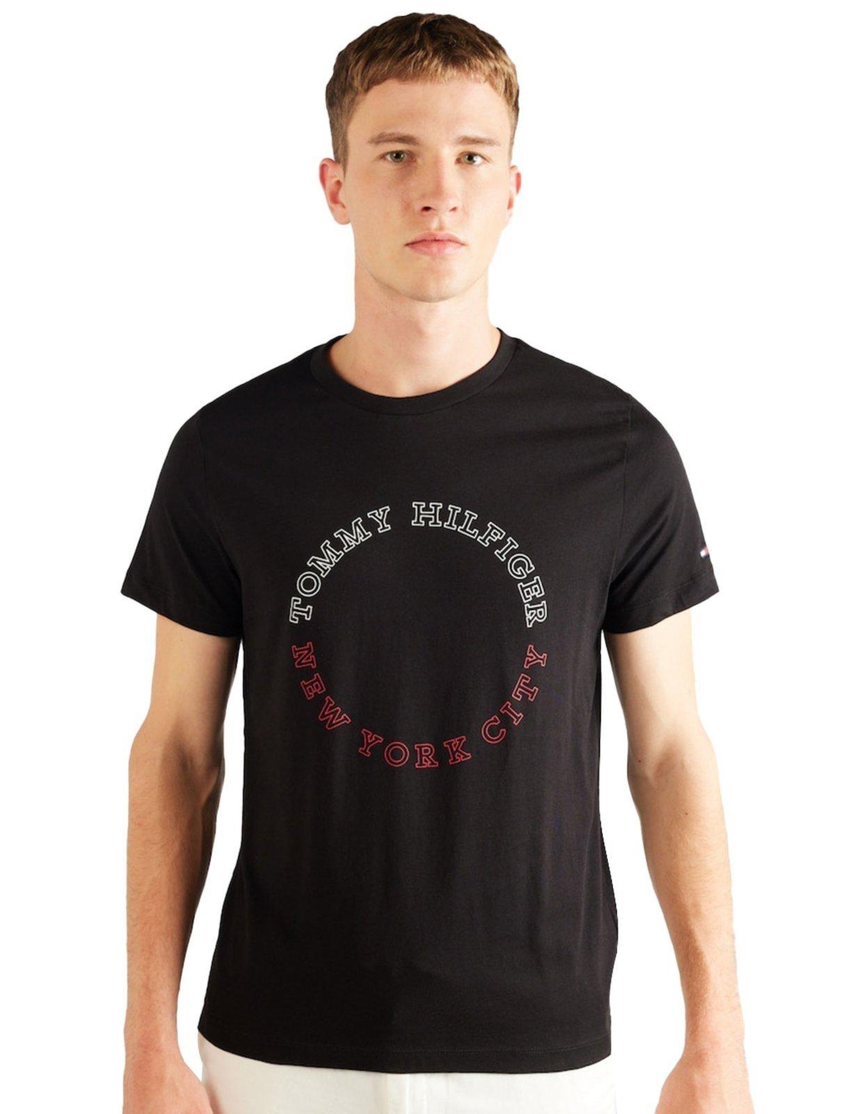 Camiseta Tommy Hilfiger Masculina Monotype Roundle Logo Preta