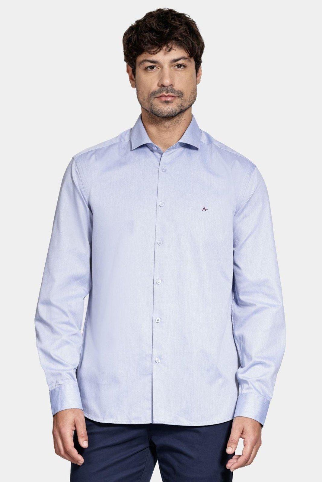 Camisa Aramis Manga Longa Algodão Misto Azul Escuro