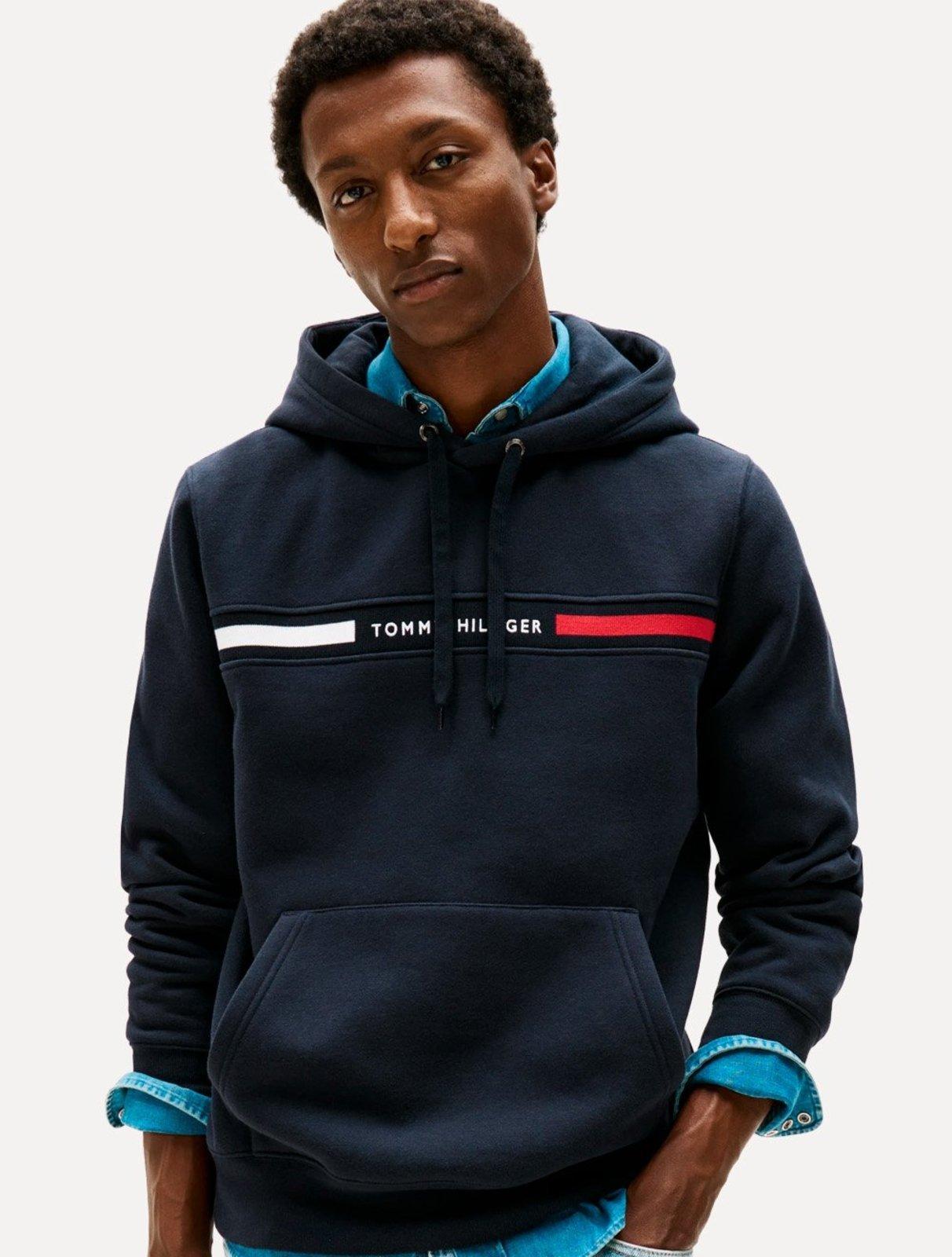 Moletom Tommy Hilfiger Masculino Chest Insert Hoodie Azul Marinho