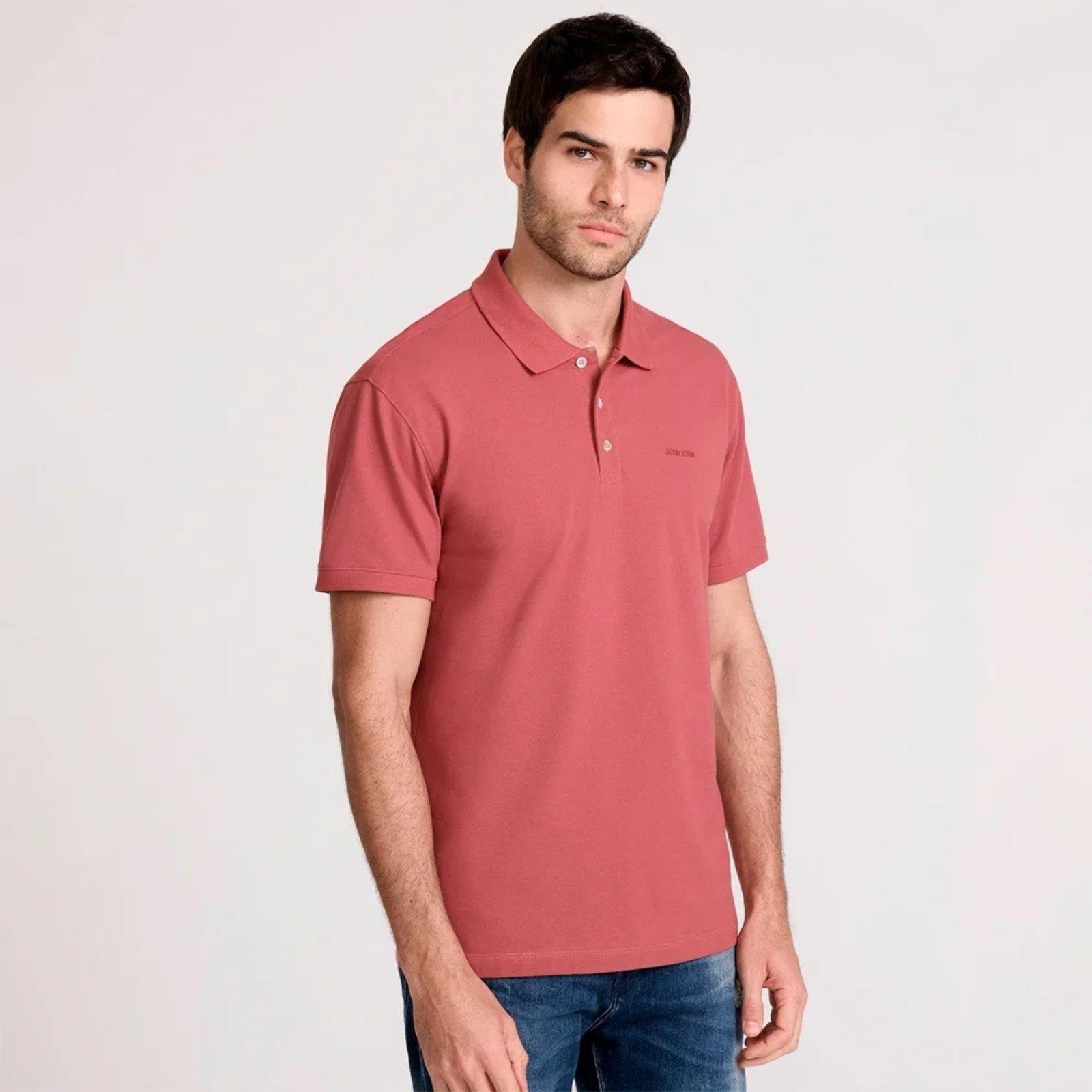 Camisa Polo John John Regular New Simple Pr26 Rosa Masculino