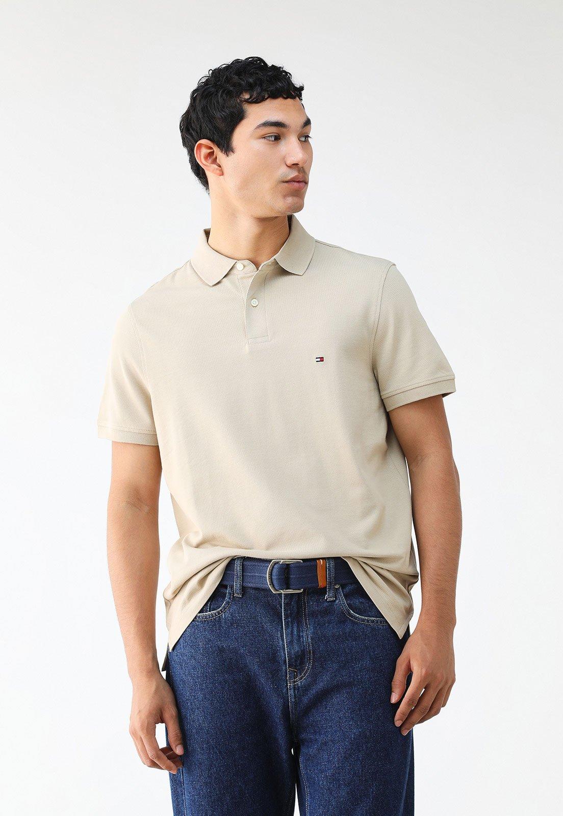 Camisa Polo Tommy Hilfiger Reta Caramelo