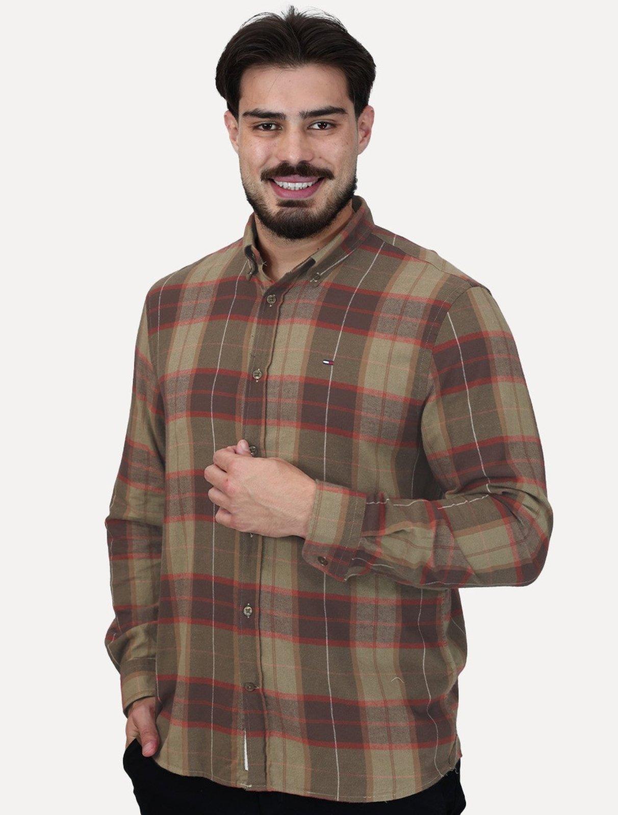 Camisa Tommy Jeans Masculina Regular Xadrez Flannel Check Marrom
