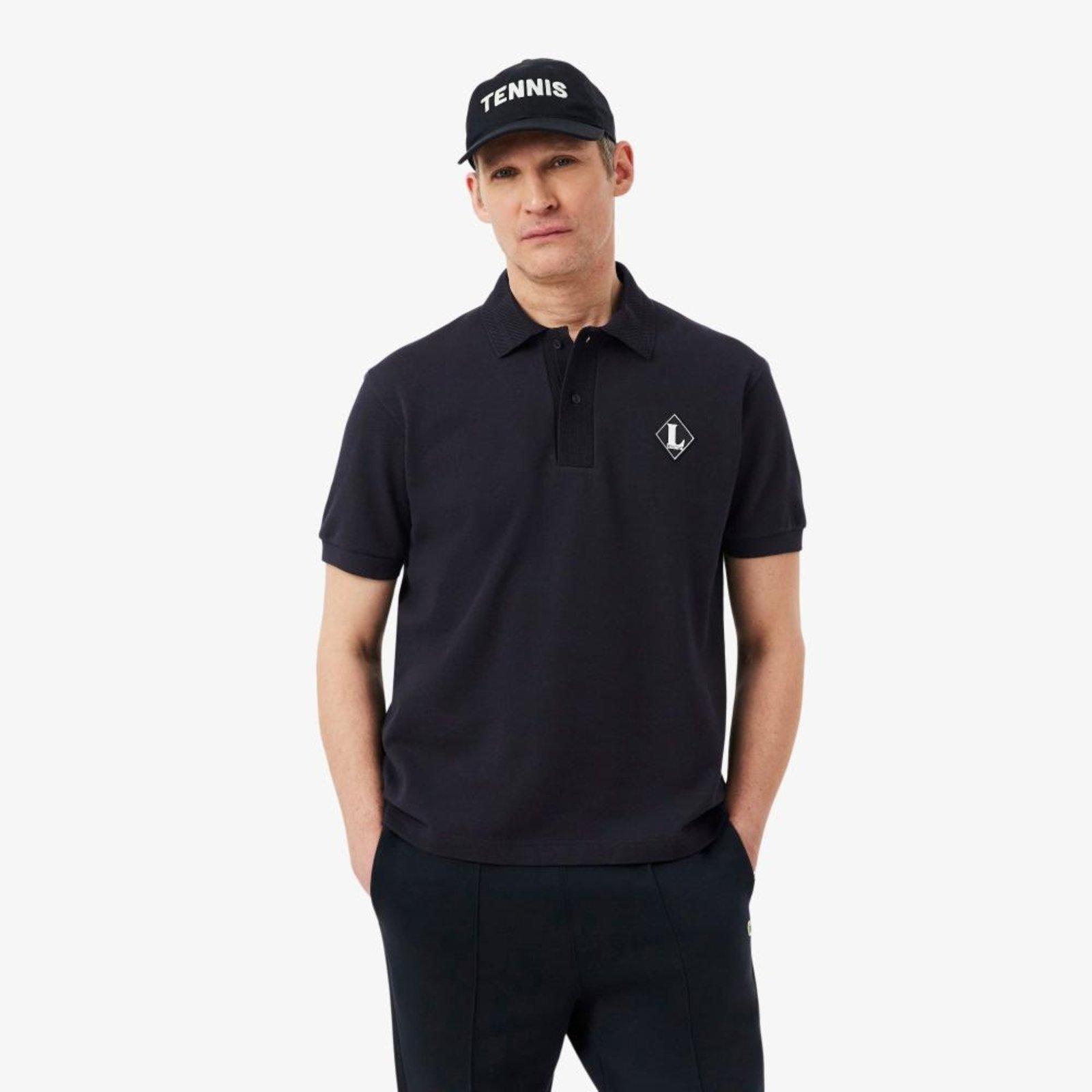 Polo de Modelagem Clássica com Distintivo — Fabricada na França Preto