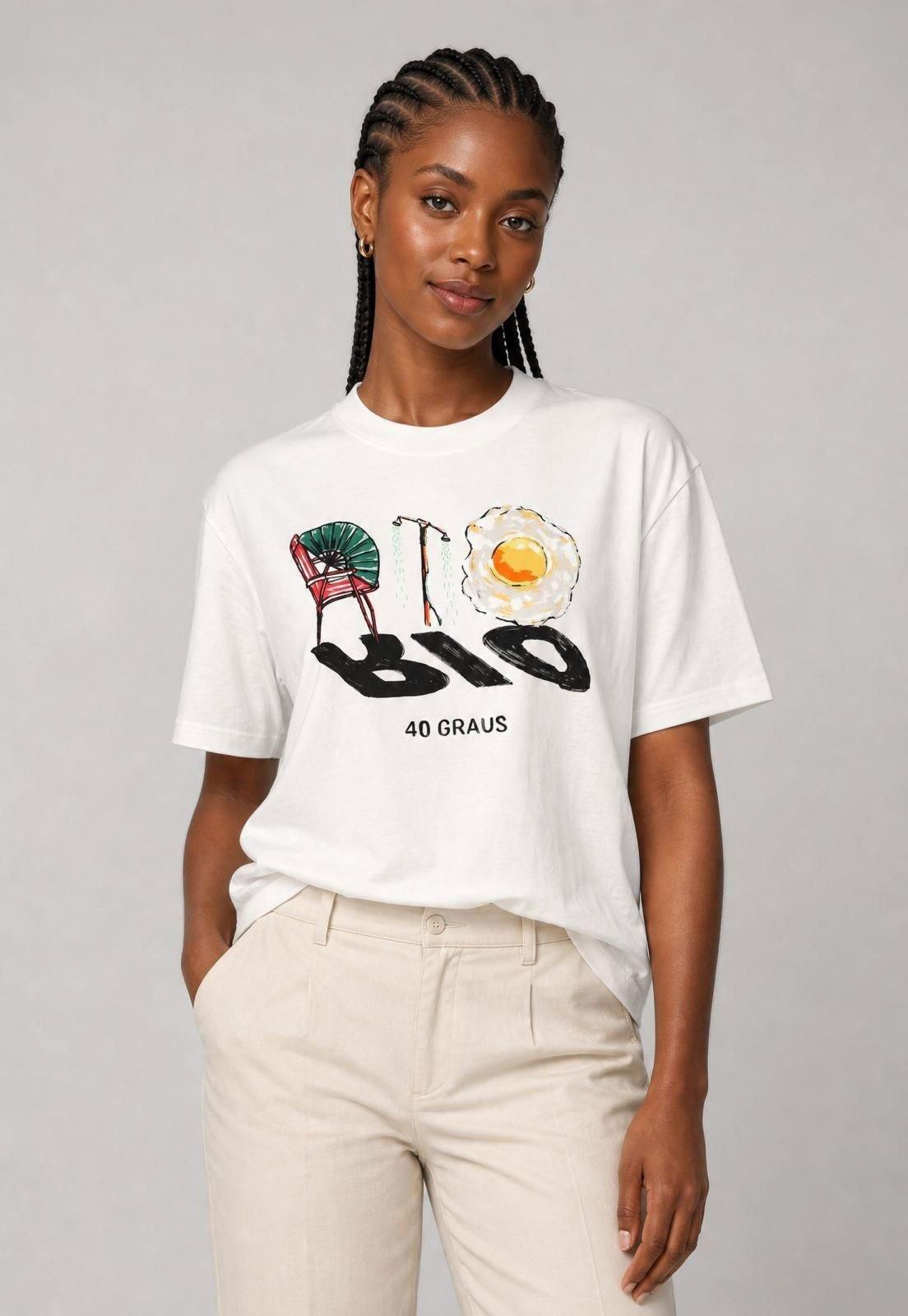 Camiseta Feminina FARM Estampa Frontal Branca