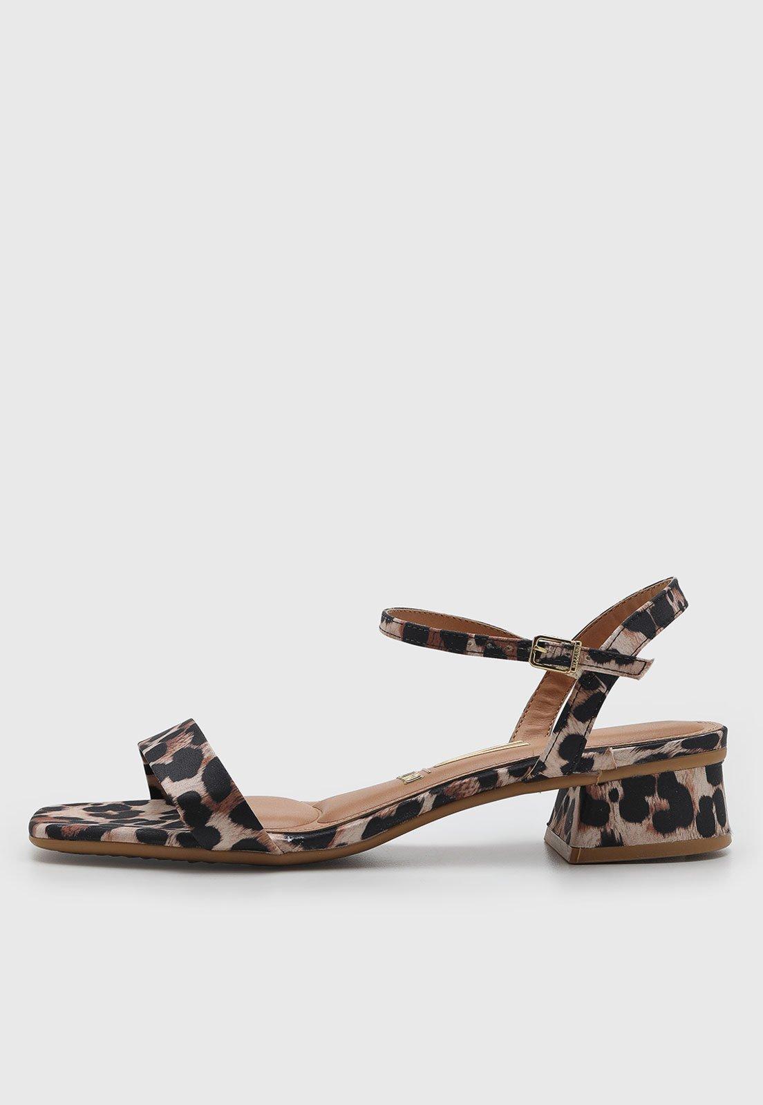Sandália Feminina Vizzano Animal Print Preta