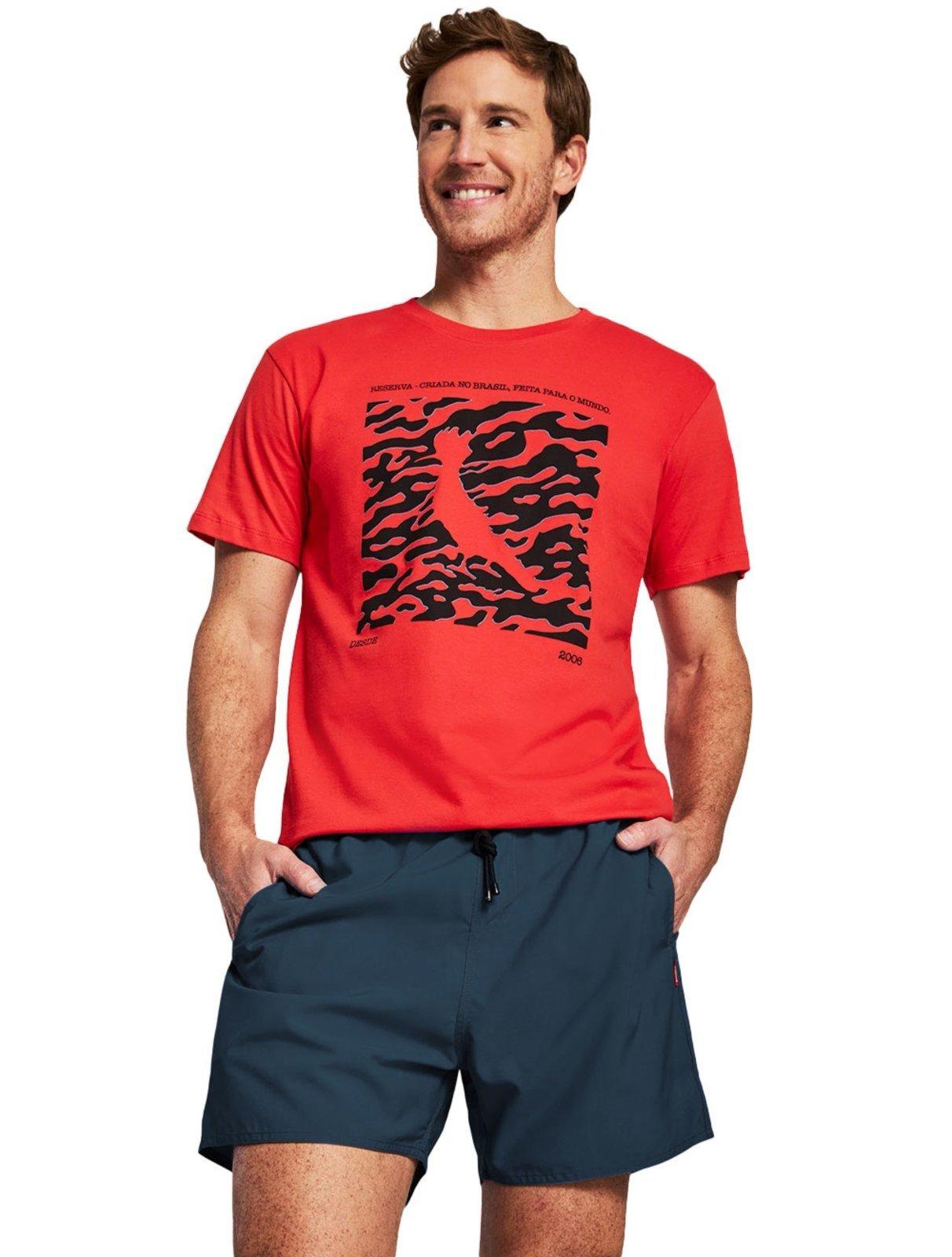 Short Reserva Masculino D Água Beachwear Liso Tag Lateral Azul Marinho