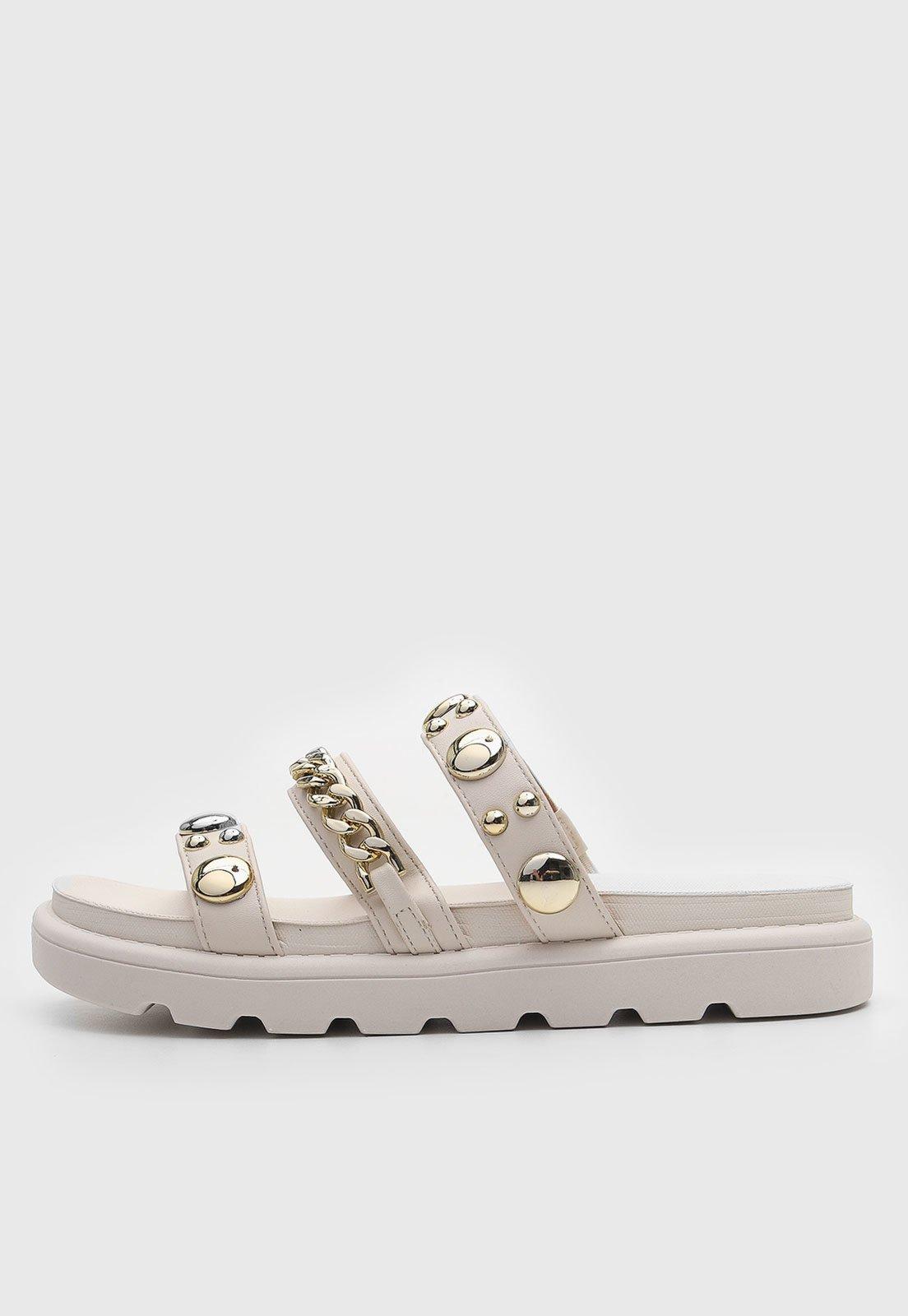 Sandália Papete Vizzano Tachas Off-White