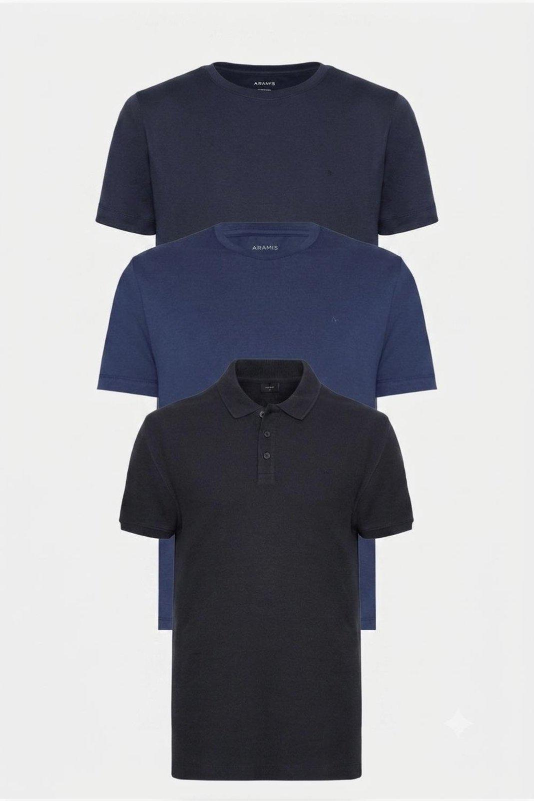 Kit Aramis Marinho Clássico (Polo + 2 Camisetas)