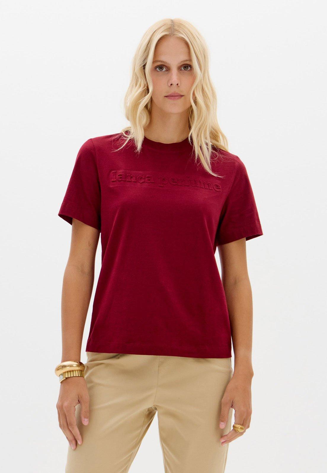 Camiseta Feminina Lança Perfume Logo Vermelha