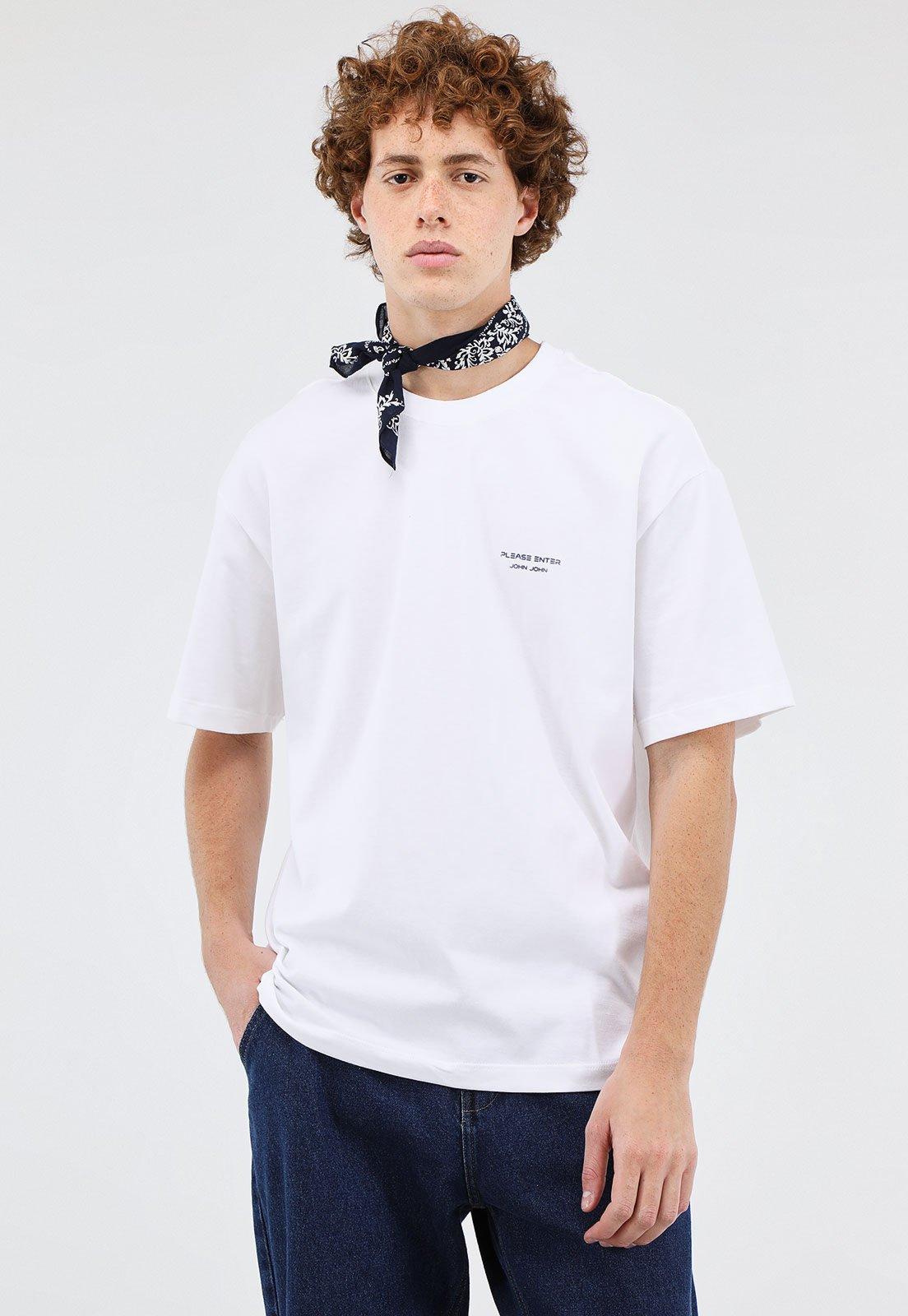 Camiseta John John Reta Logo Branca