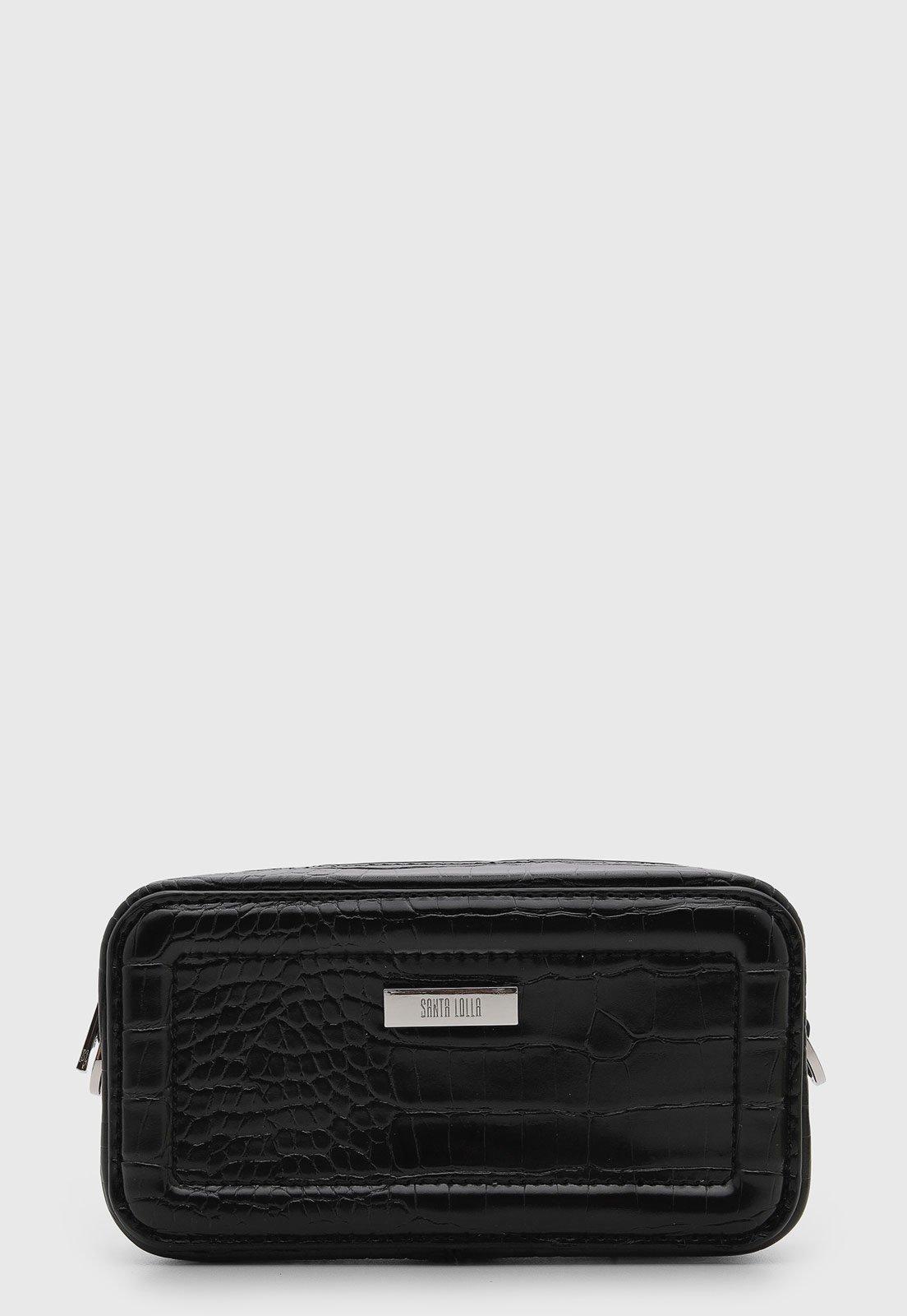 Bolsa Feminina Santa Lolla Textura Croco Preta