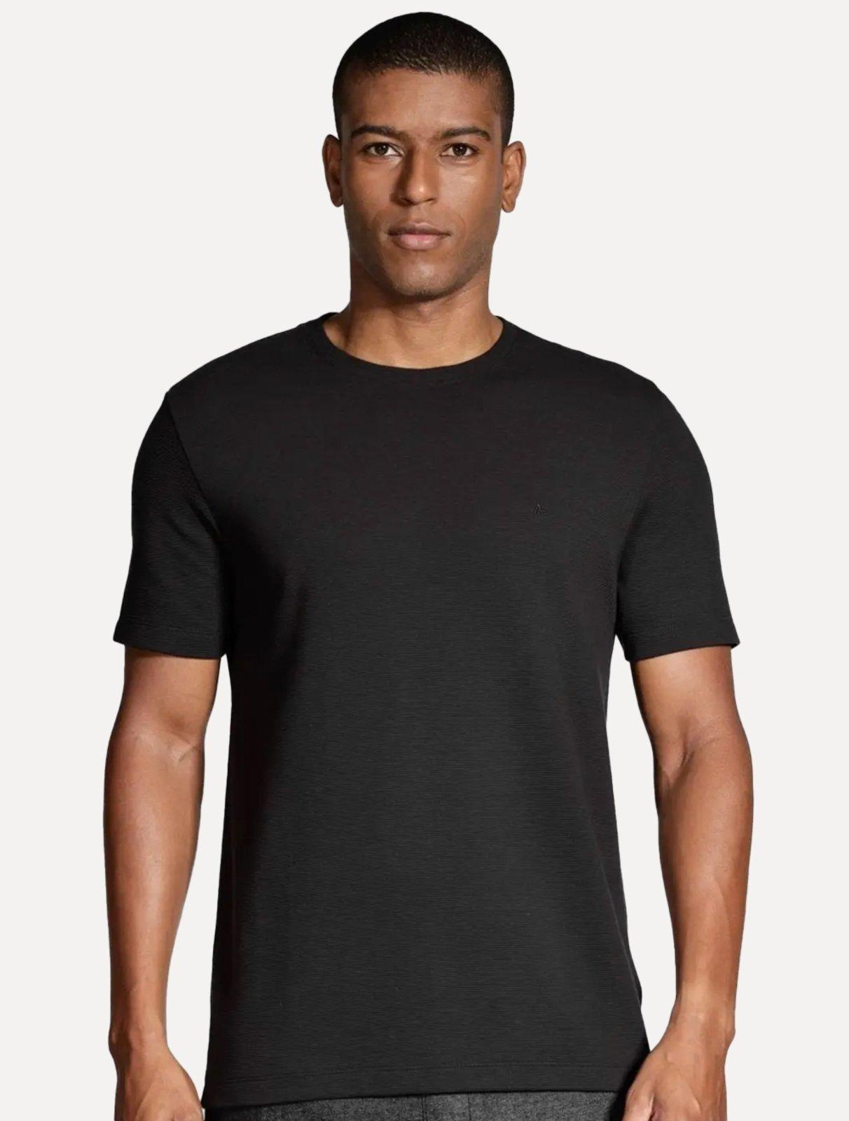 Camiseta Aramis Masculina Regular Textura Ottoman Preta