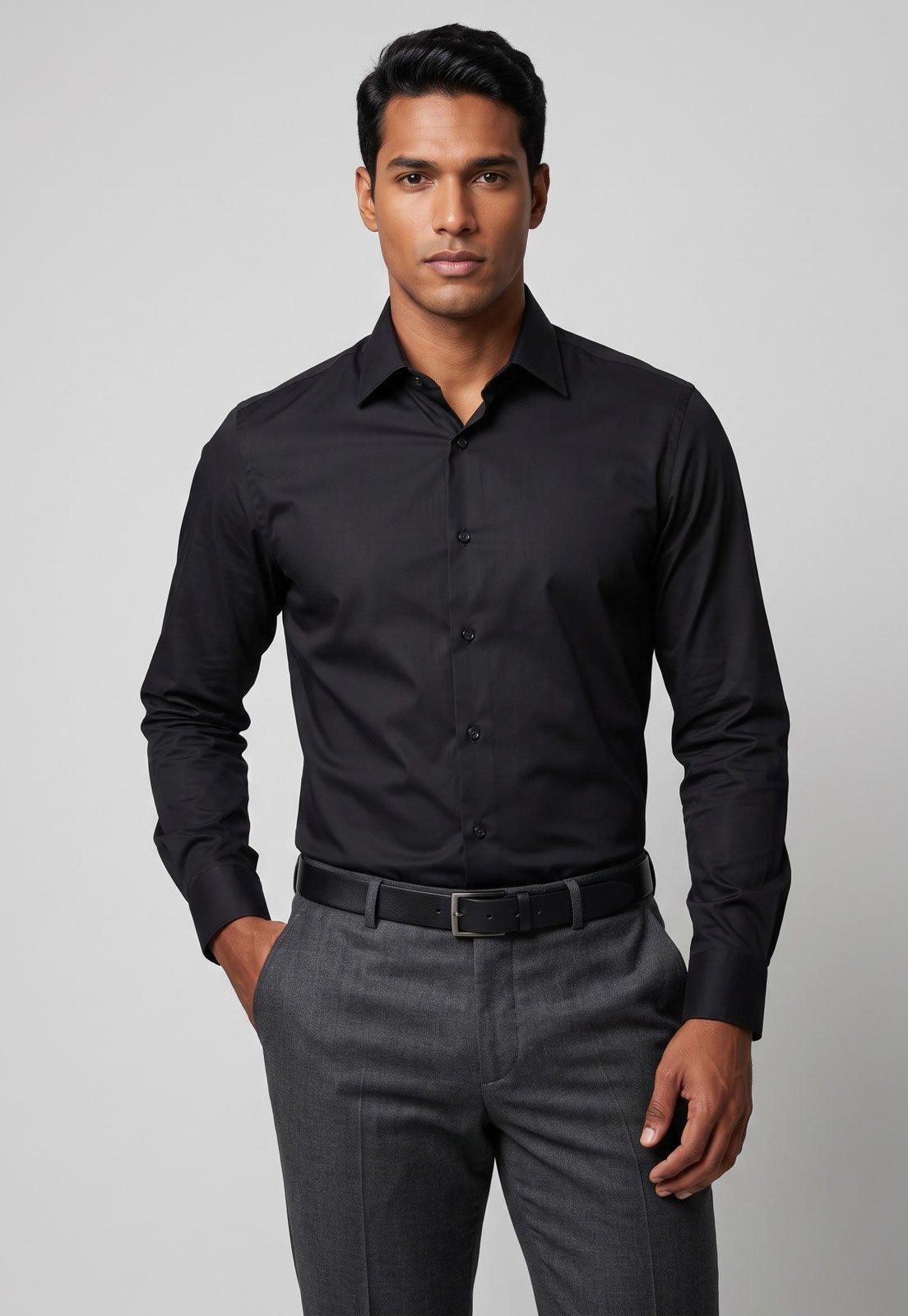 Camisa Masculina Aramis Manga Longa Preta