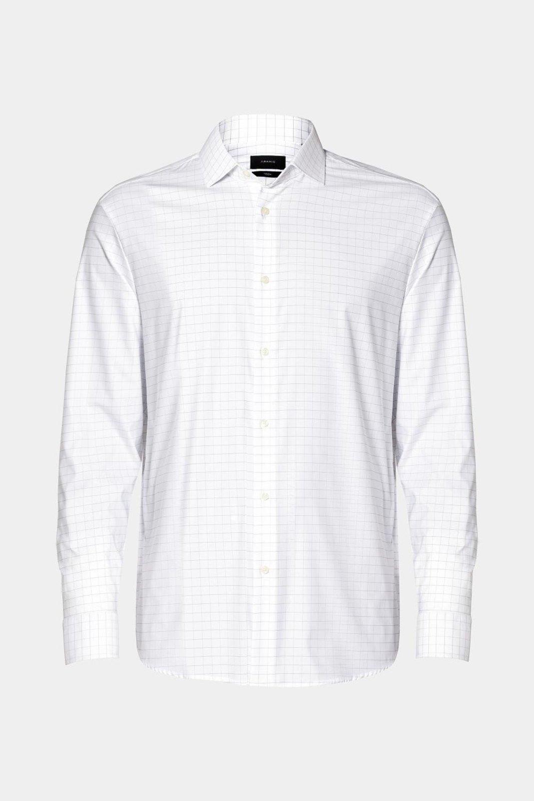 Camisa Aramis Tech Flex Xadrez Outline Branco Com Cafe