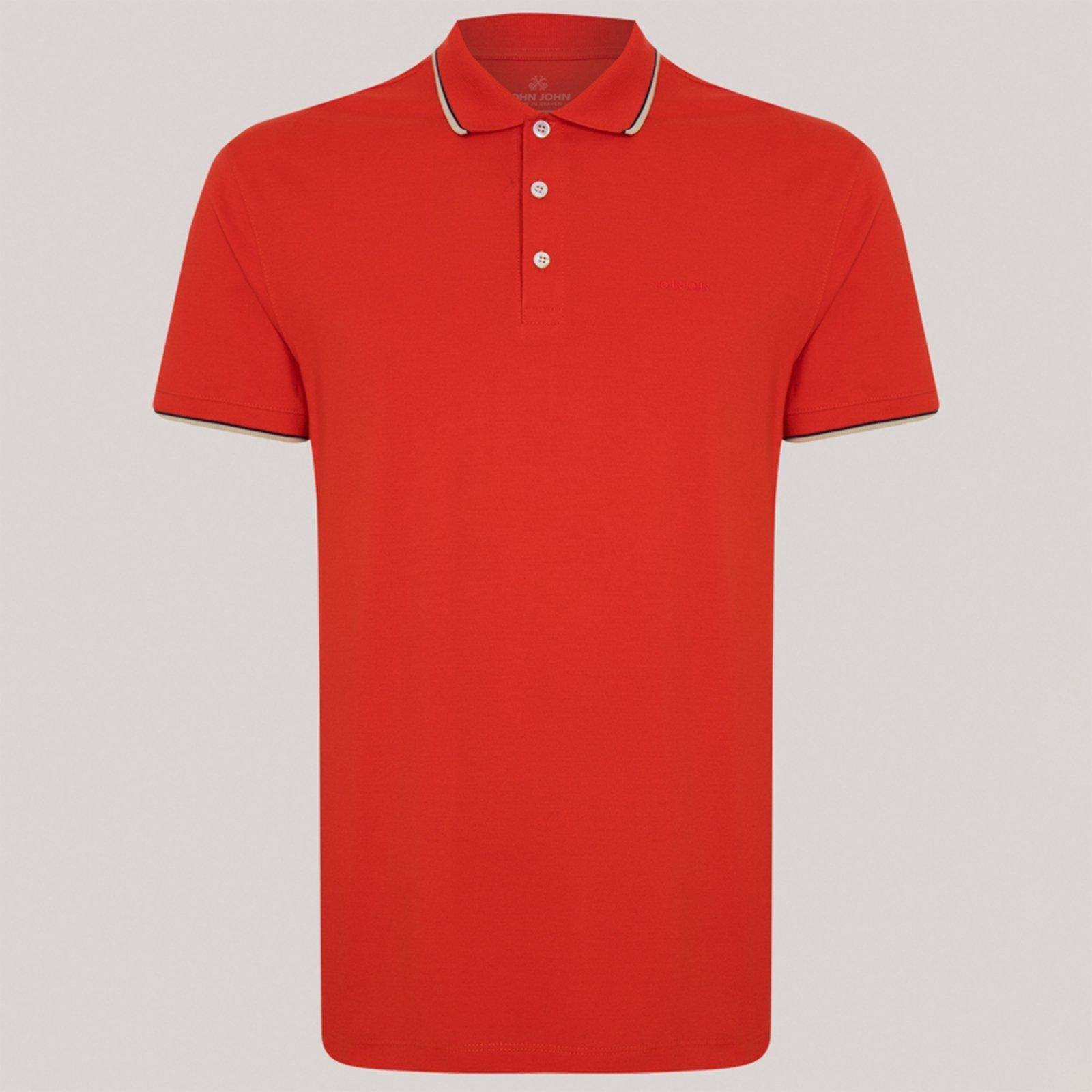Camisa Polo John John Regular 2 Line Ve26 Vermelho Masculino