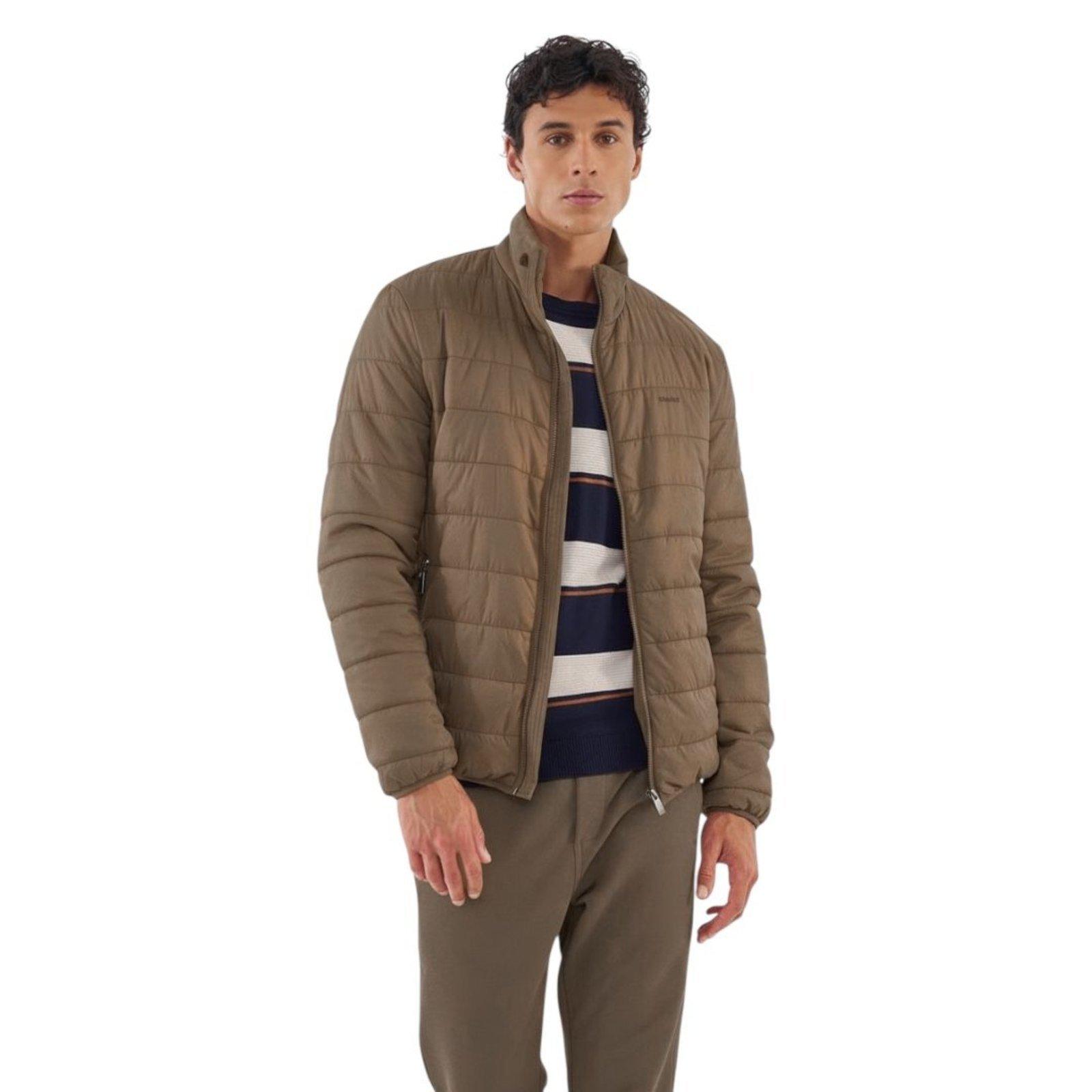 Jaqueta Puffer Gola Alta Colcci Bege Cinzas