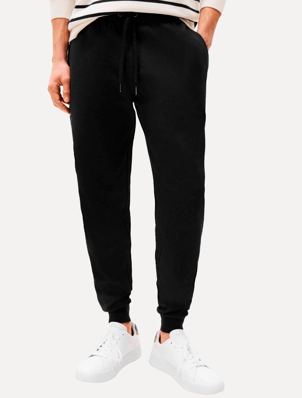 Calça Tommy Hilfiger Masculina Moletom Sweatpants Flag Logo Preto