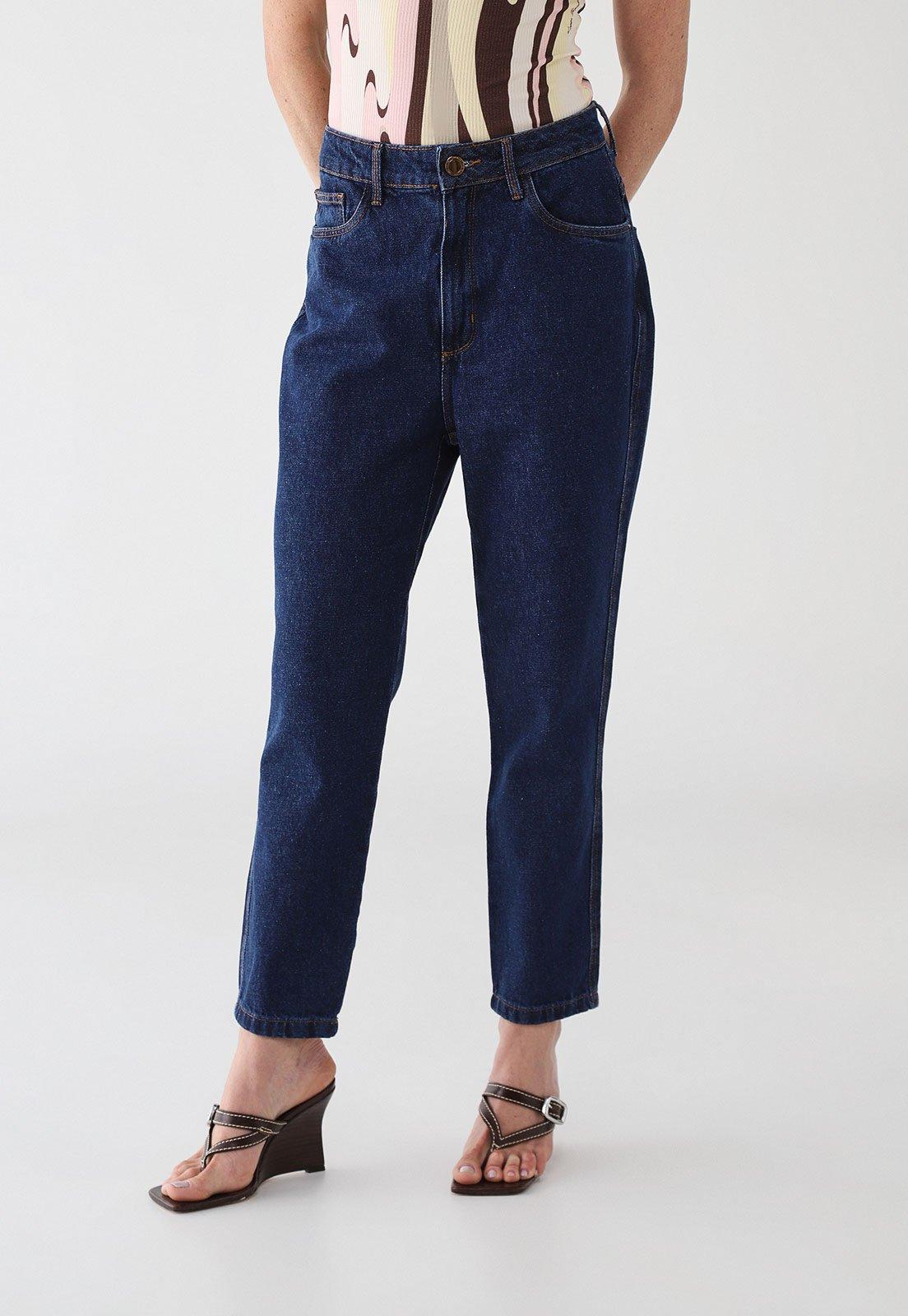 Calça Feminina Lança Perfume Luna Mom Super High Jeans Azul Escura