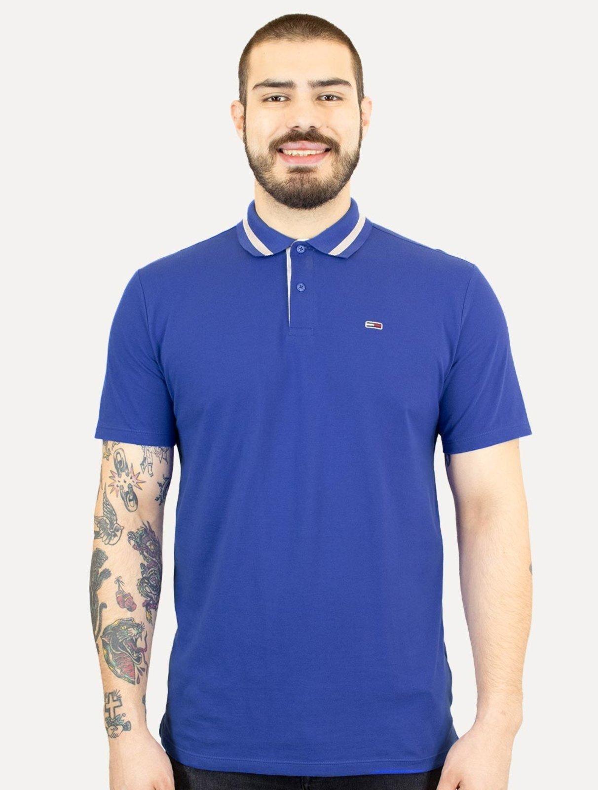 Polo Tommy Jeans Masculina Piquet Neck Branded Azul Royal