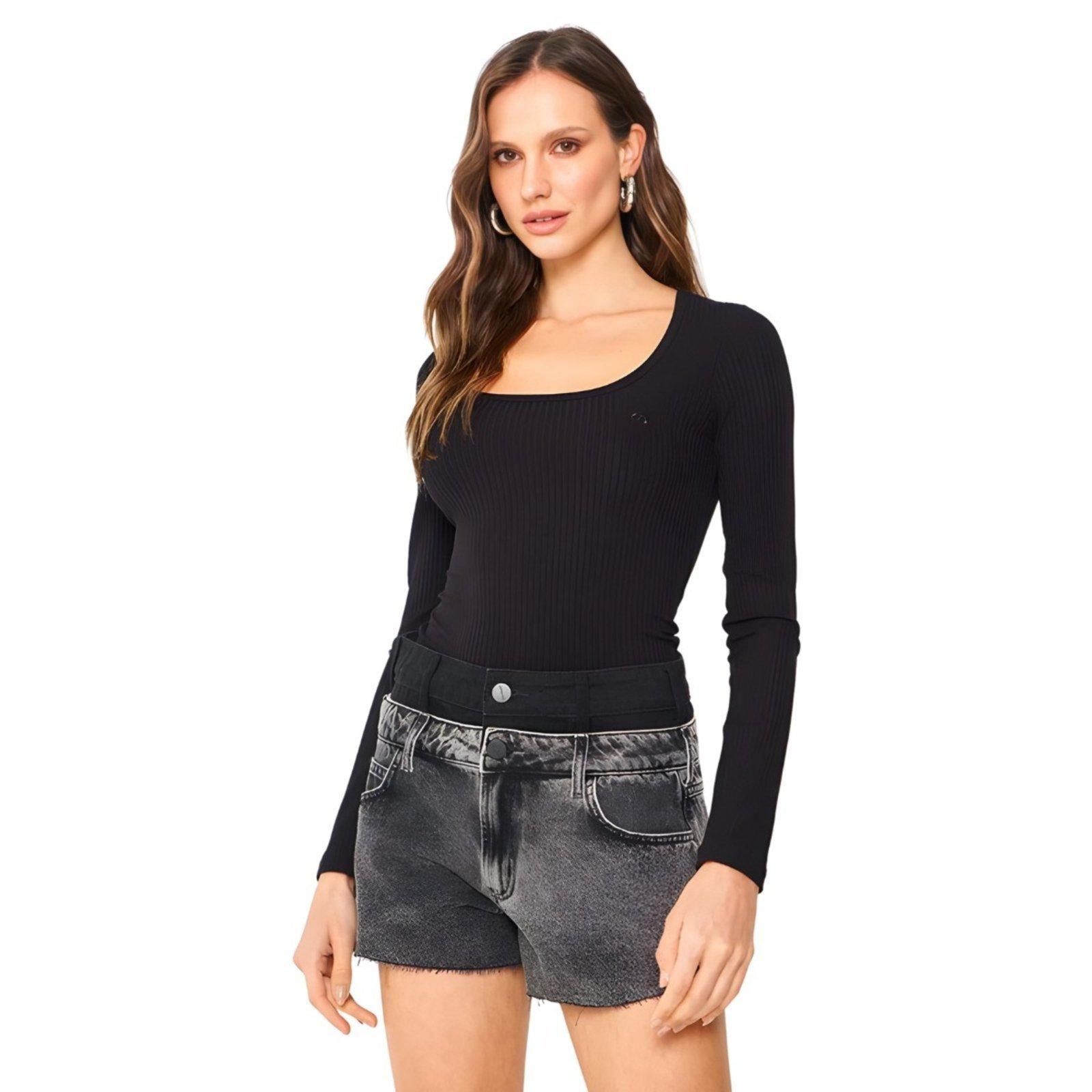 Blusa Feminina Slim Manga Longa Canelada Colcci