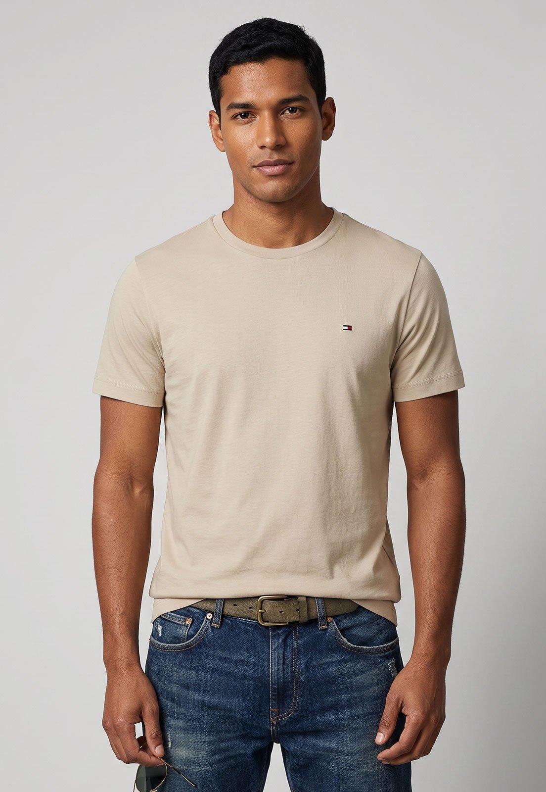 Camiseta Masculina Tommy Hilfiger Light Interlock Tee Bege