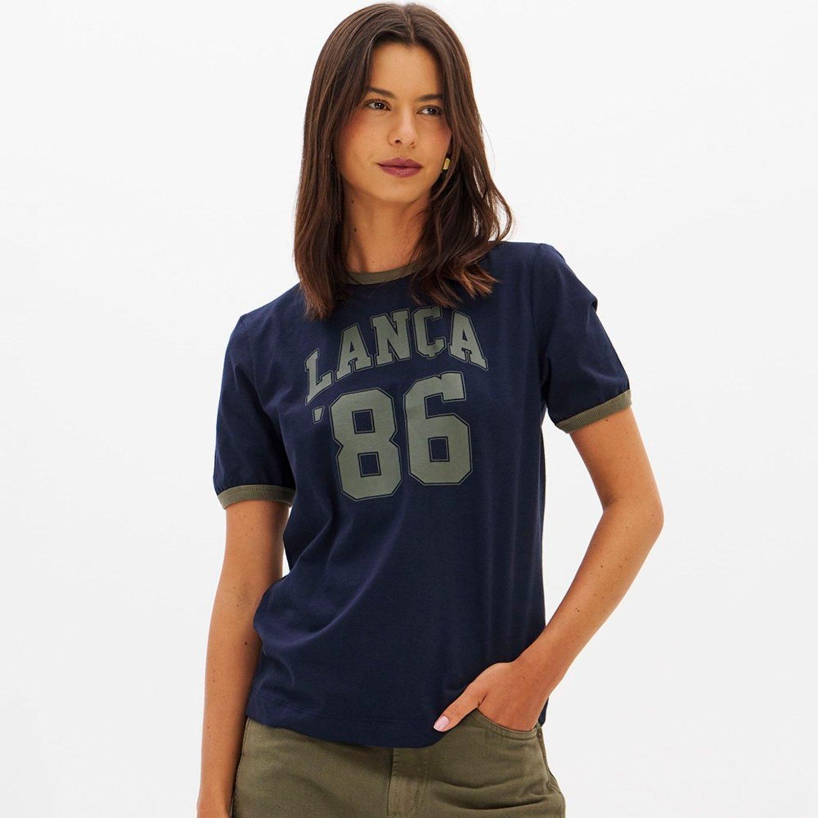 Camiseta Lança Perfume Babylook In26 Marinho Feminino