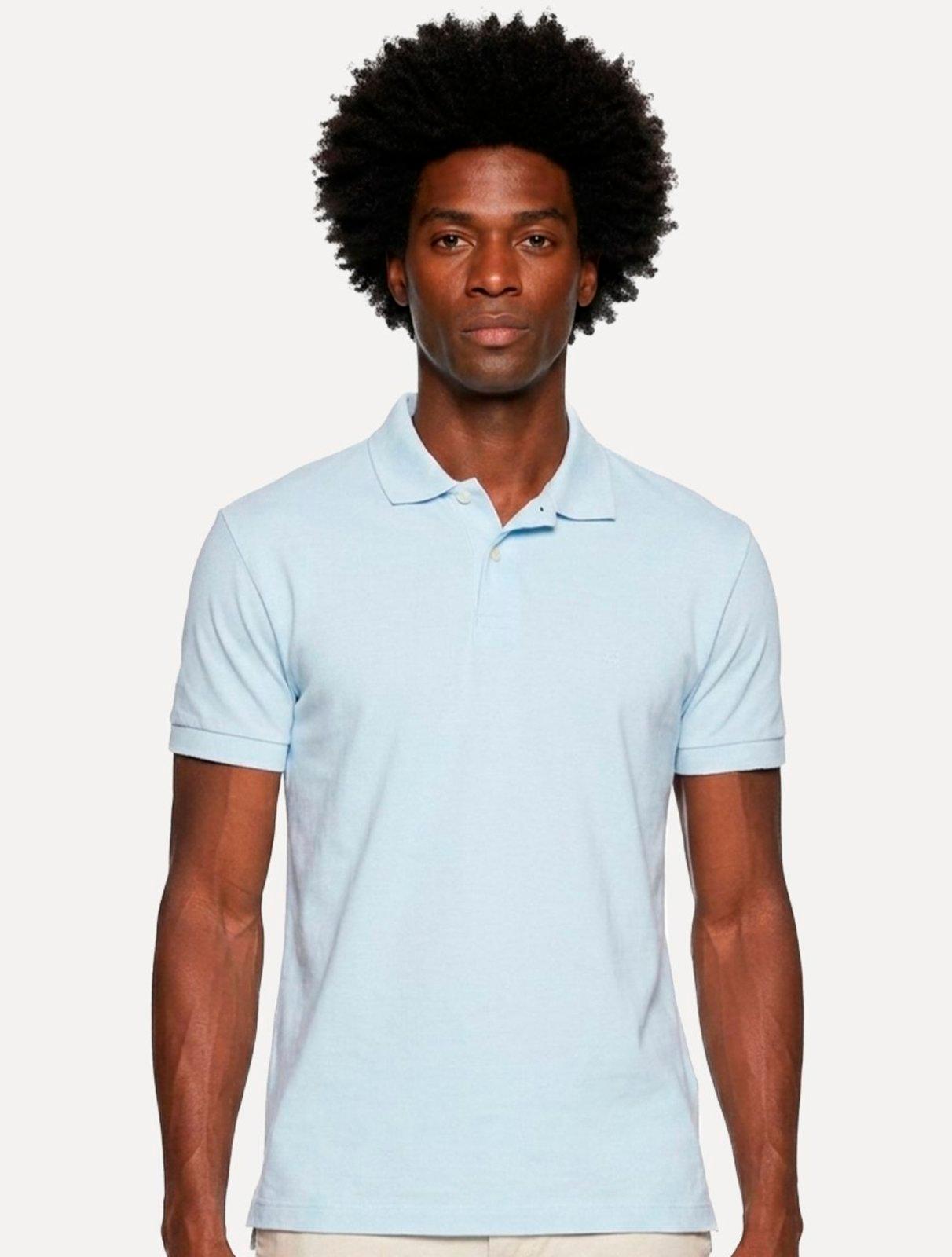Polo Aramis Masculina Piquet Basic Mono Azul Celeste
