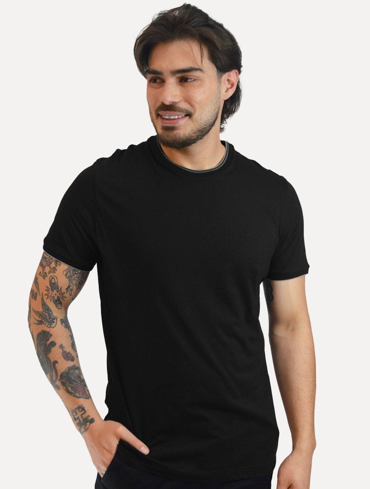Camiseta Aramis Masculina Grey Friso Gola Mono Logo Preta