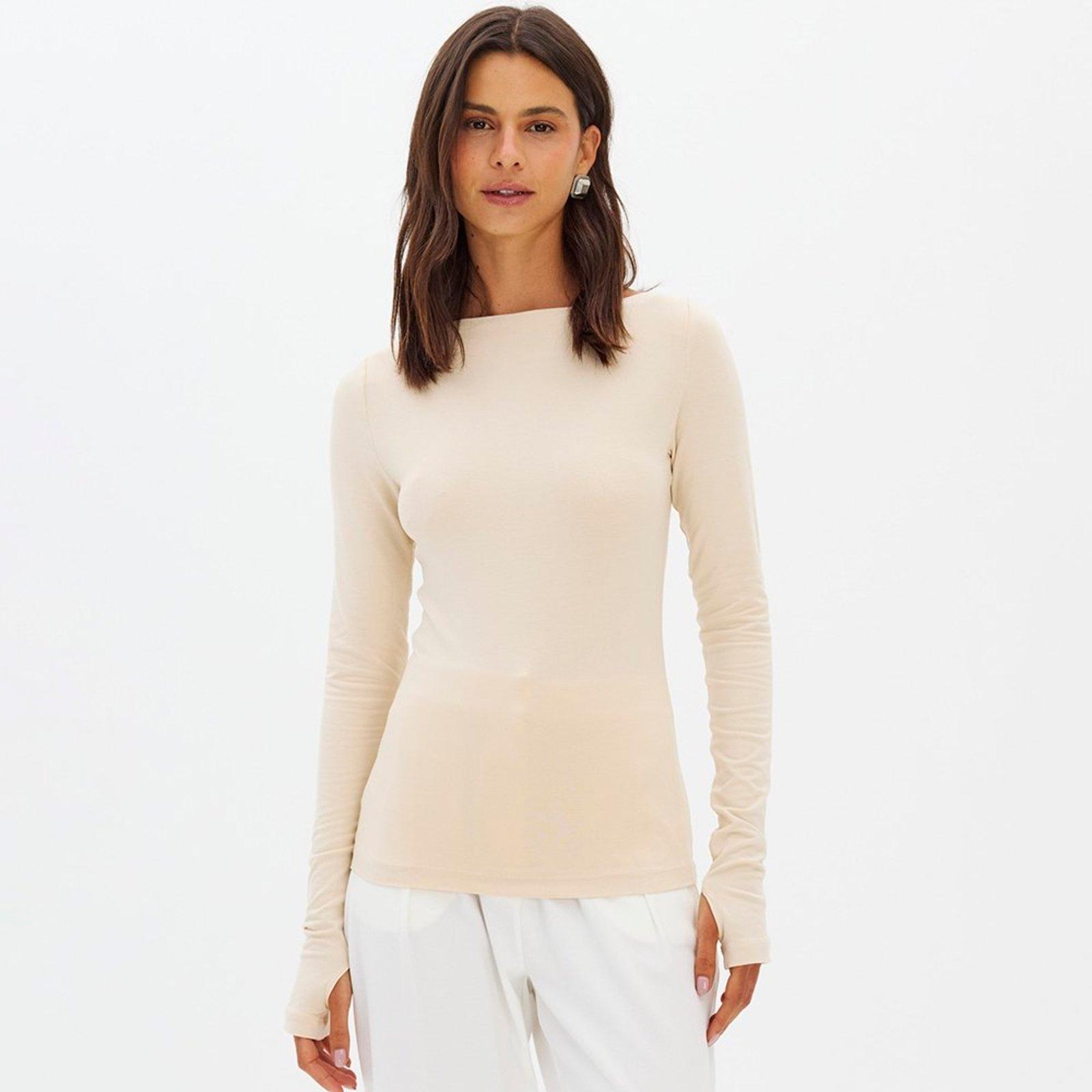 Blusa Lança Perfume Ajustada Manga Longa In26 Bege Feminino