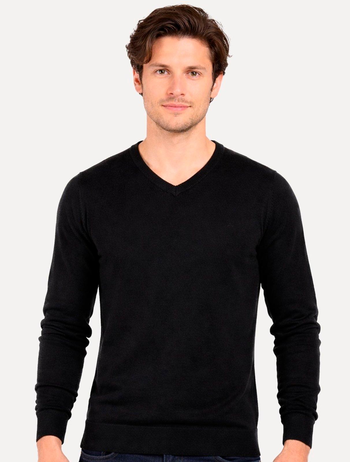 Blusa Aramis Masculina Tricot Gola V Preta