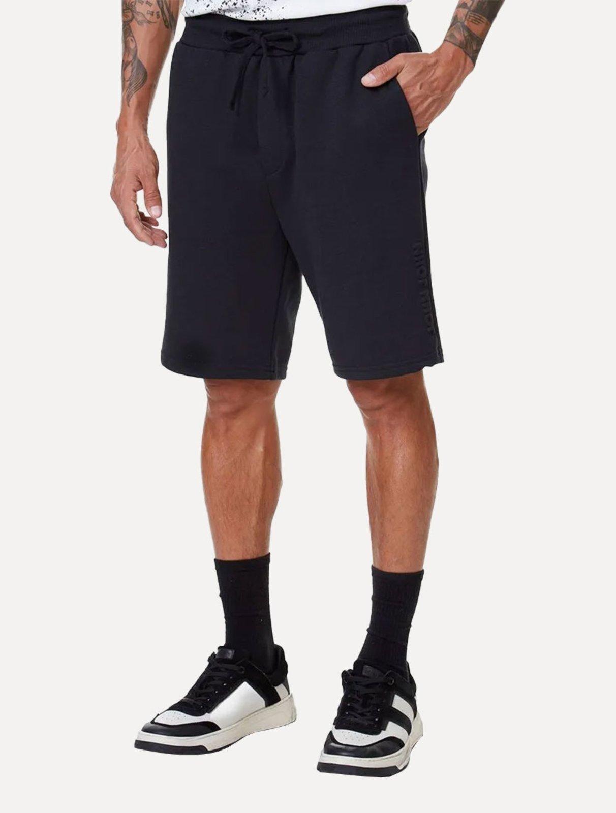 Bermuda John John Masculina Moletom Black Embossed Logo Preta