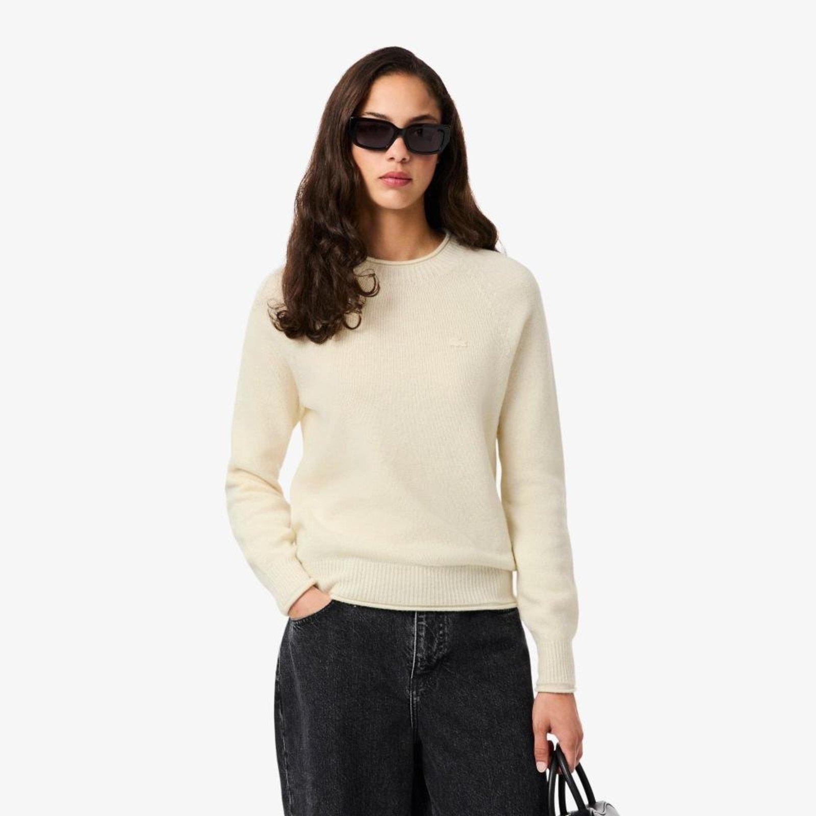 Suéter de Lã Cardada de Malha 3D Off-white