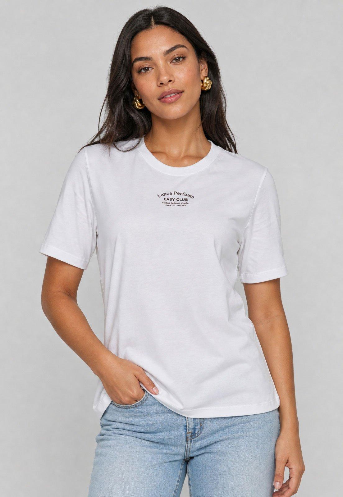 Camiseta Feminina Lança Perfume Logo Branca