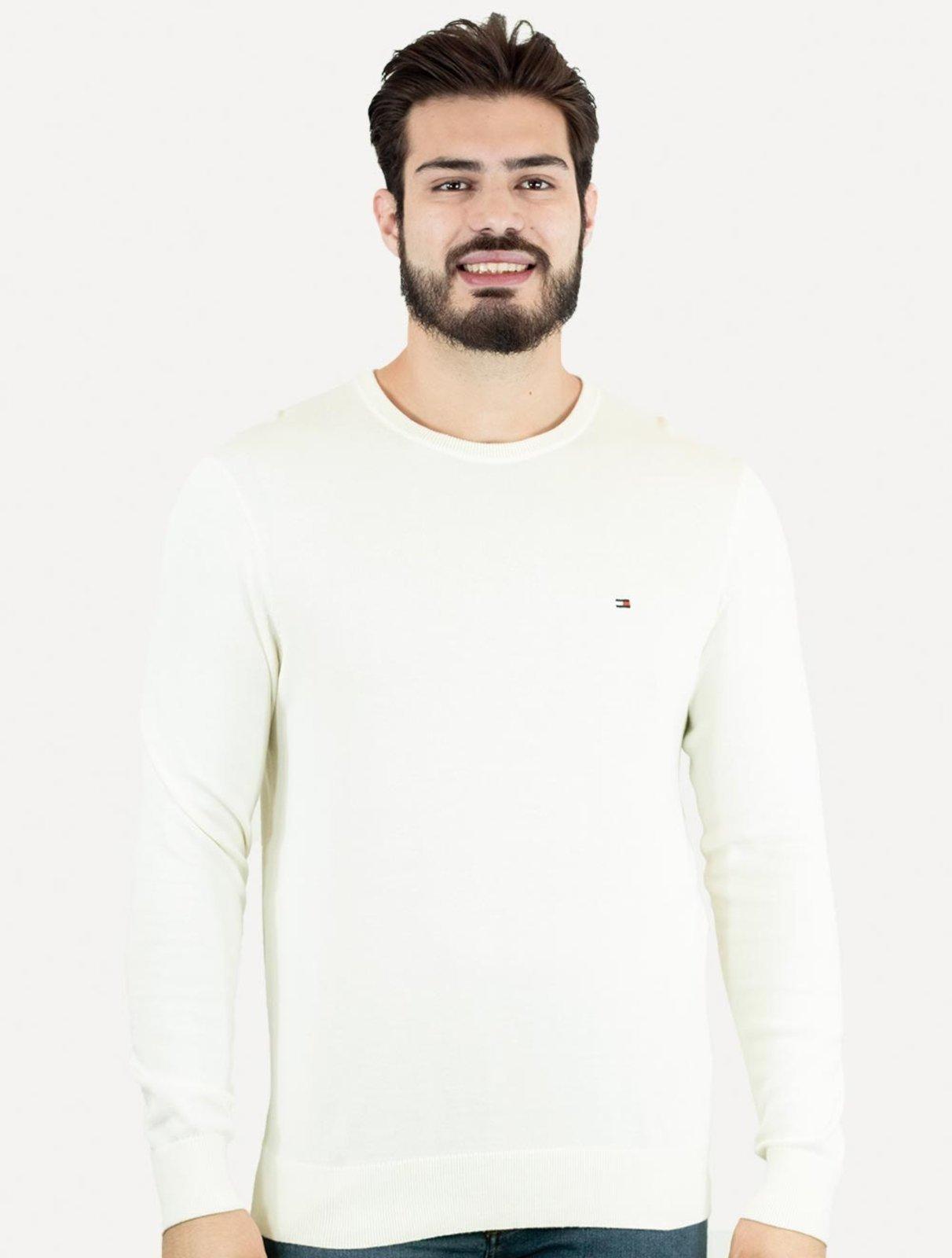 Suéter Tommy Hilfiger Masculino Cwewneck Essential Cotton Off-White