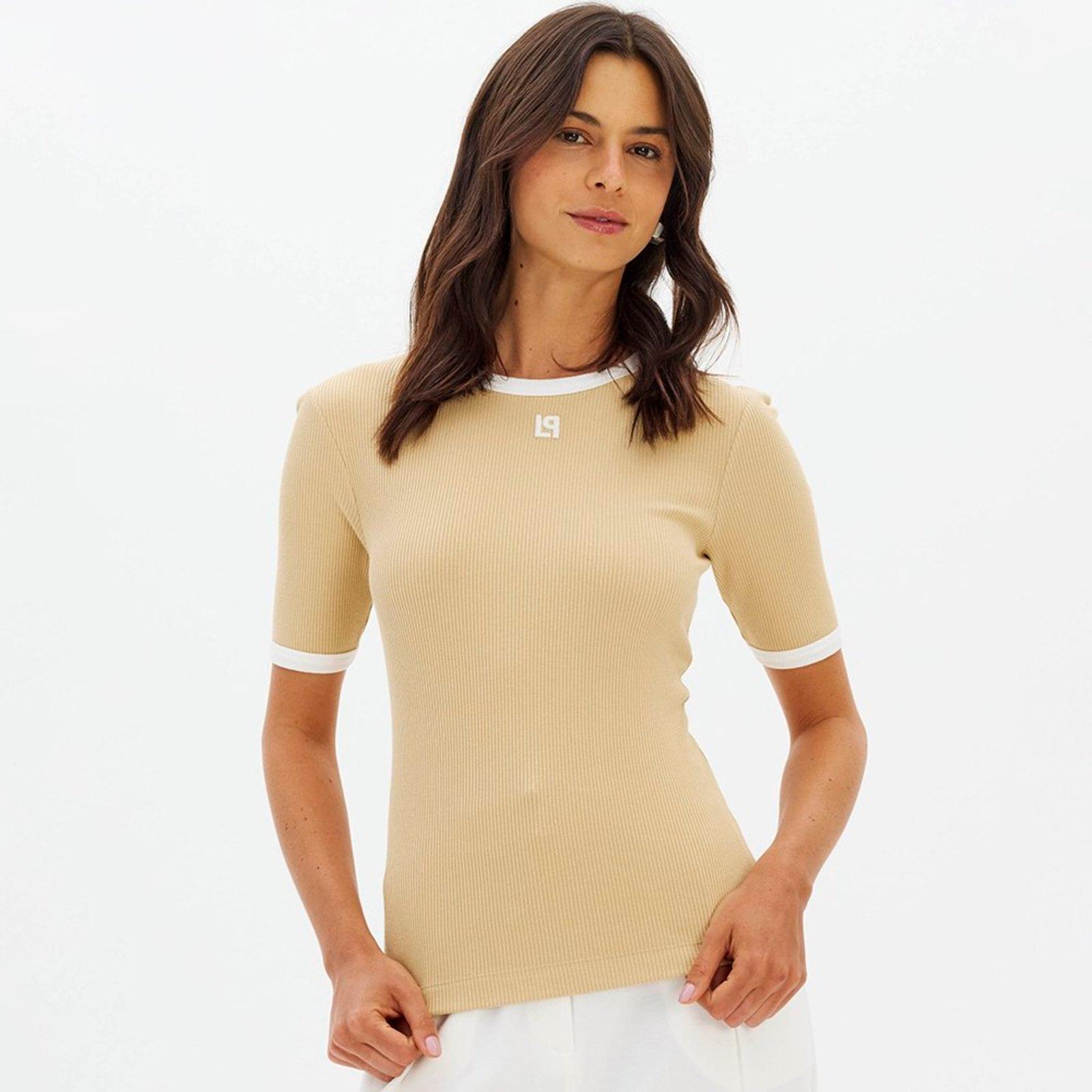 Blusa Lança Perfume Canelada Bordado Mc In26 Bege Feminino